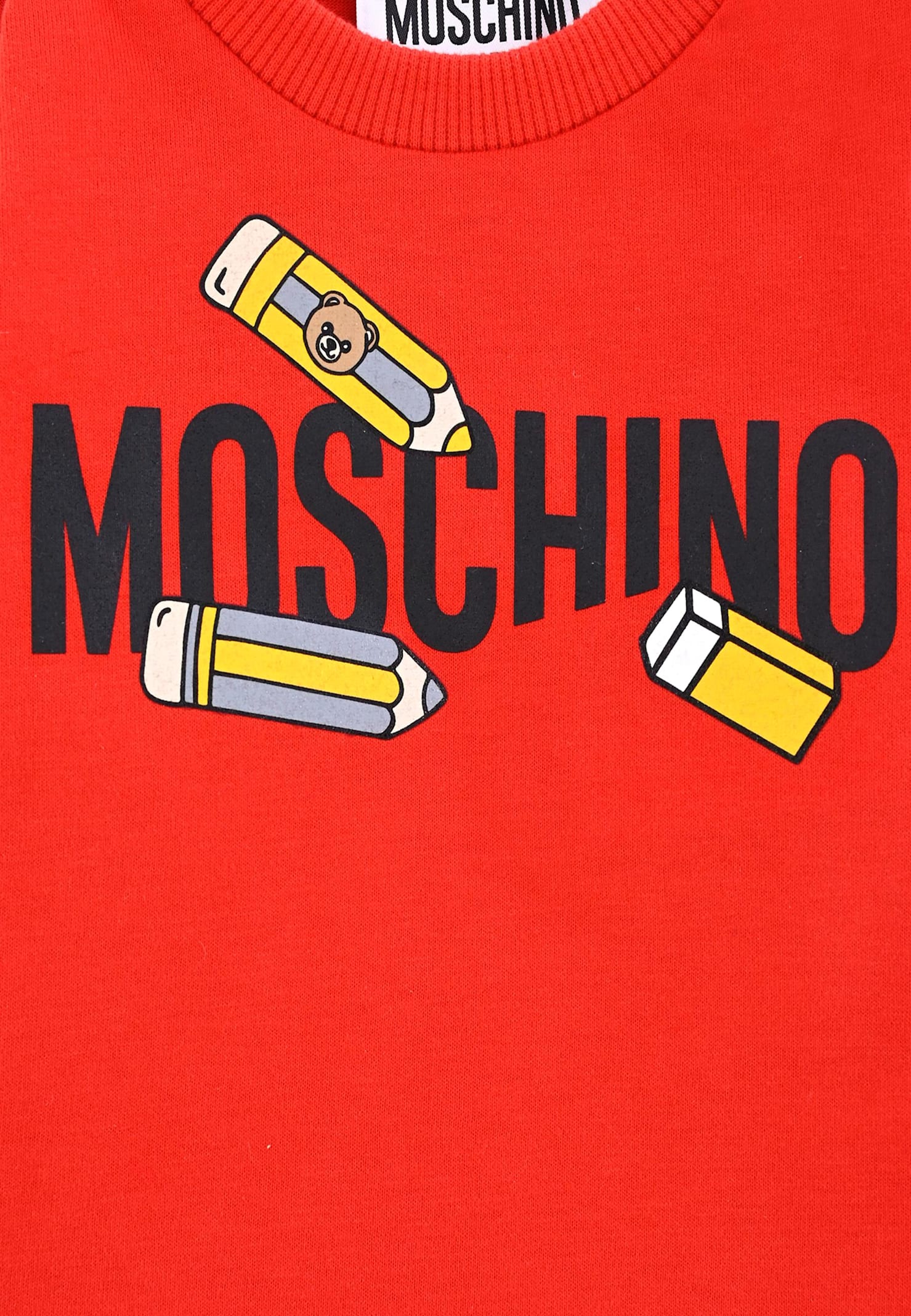 Moschino Red T-shirt For Bbaykids With Back To School Print In Red