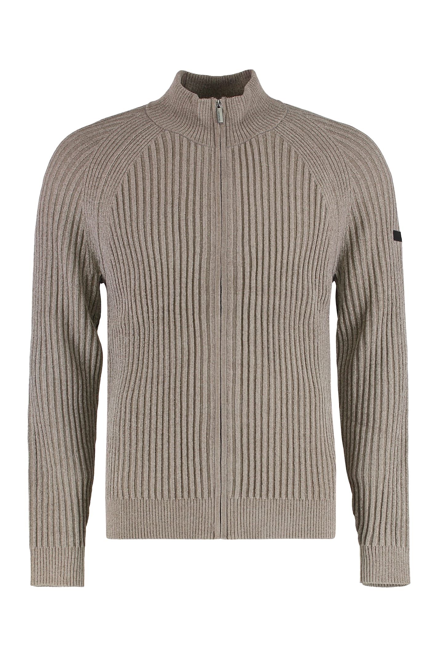 Rrd - Roberto Ricci Design Sweater With Zip Velvet Rave In Ribbed Fabric In Neutral