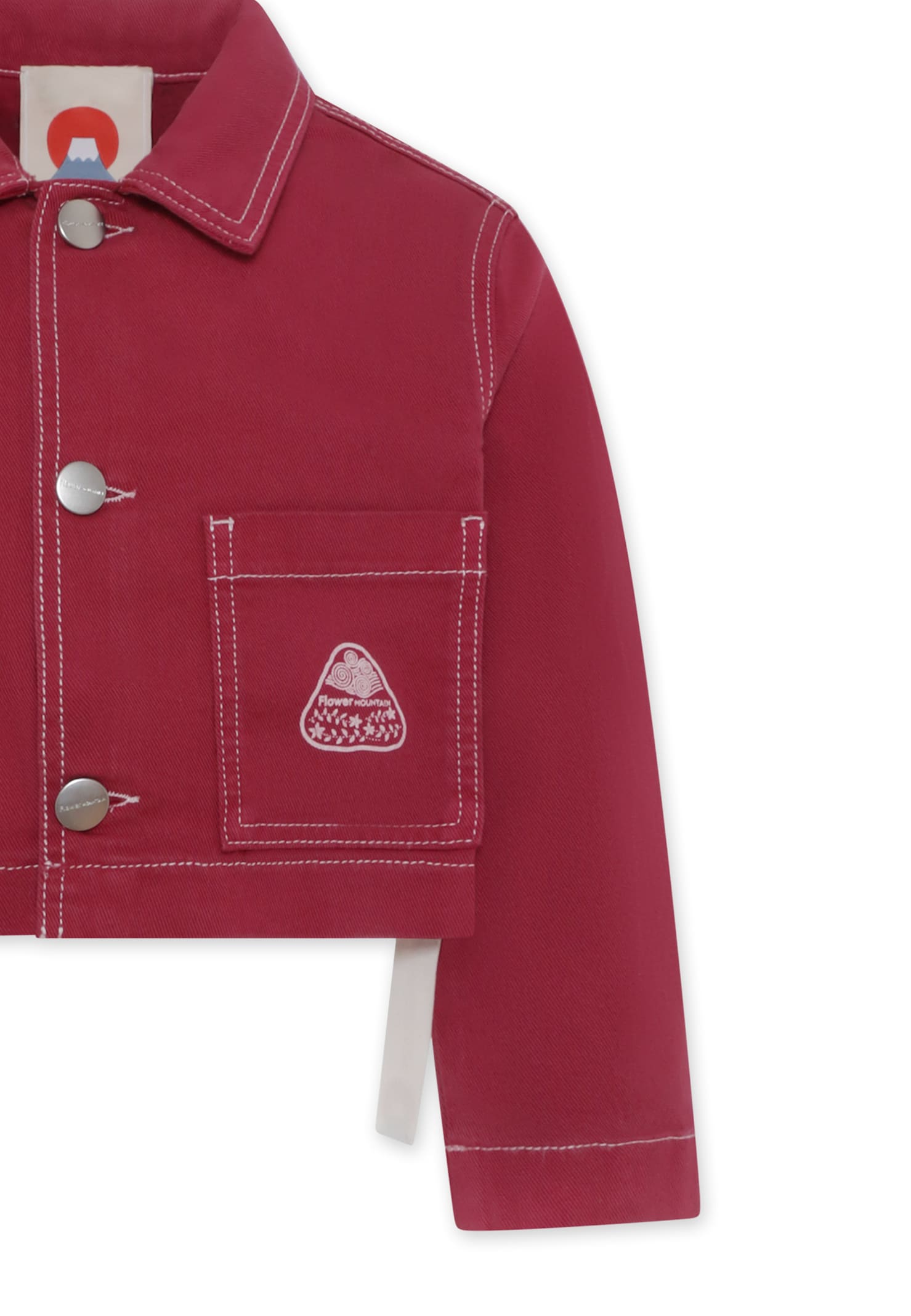 Flower Mountain Cropped Denim Jacket In Pink