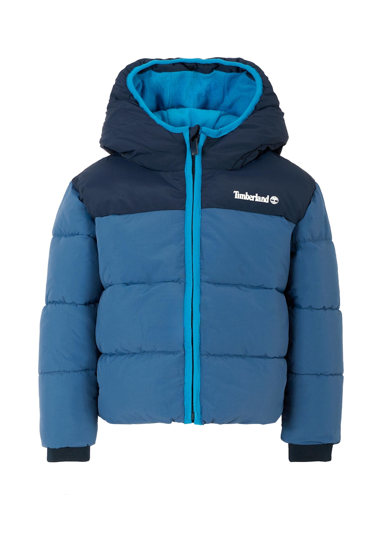 Timberland Blue Down Jacket For Boy With Logo In Blue
