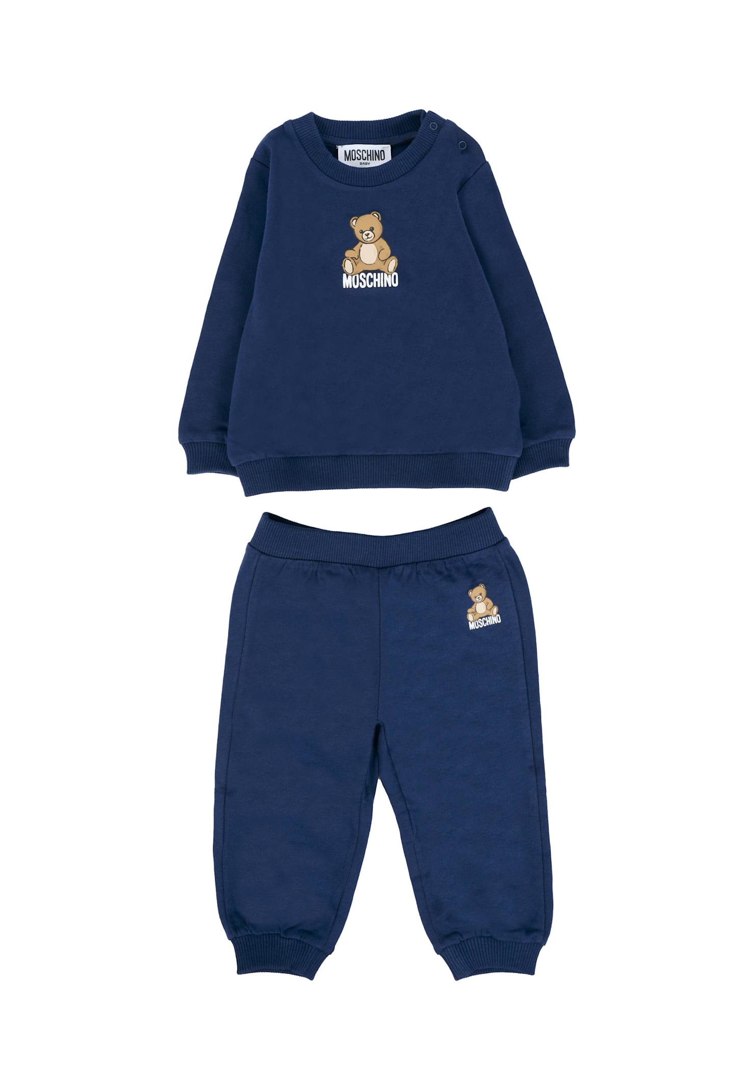 Moschino Blue Suit For Babykids With Teddy Bear In Blue