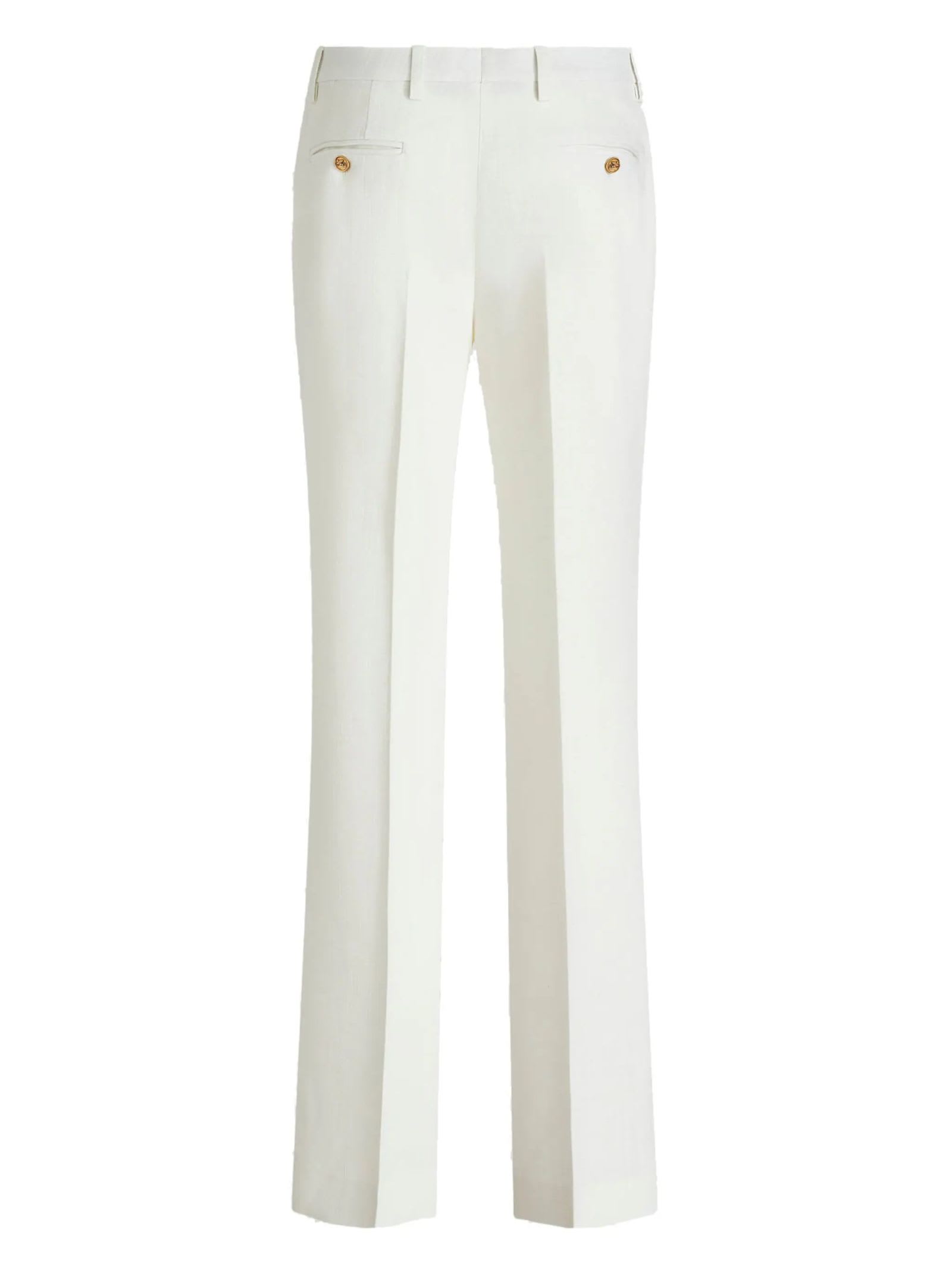 Shop Etro Straight-leg Slub Fabric Trousers