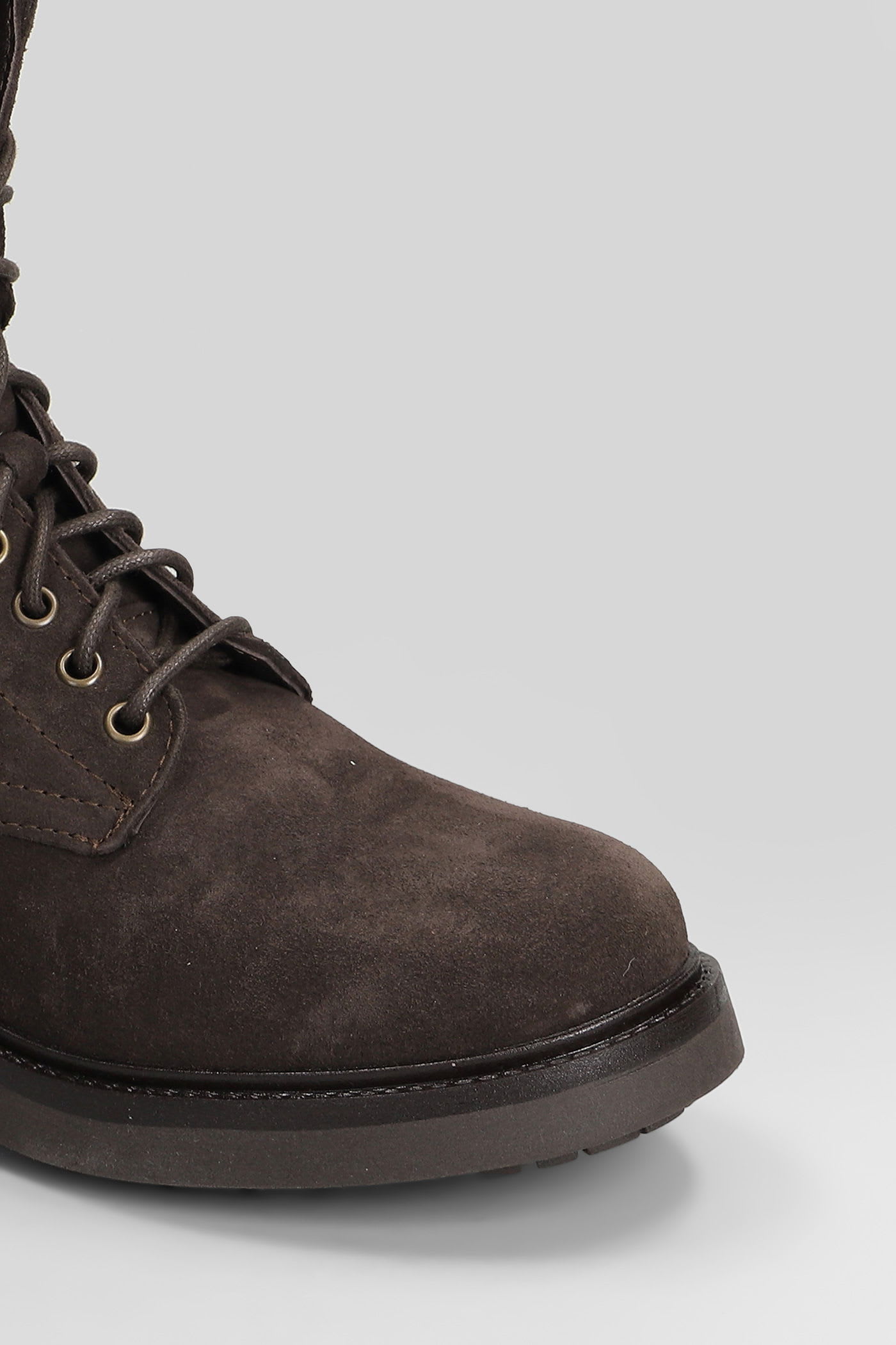 Julie Dee Combat Boots In Brown Suede In Brown