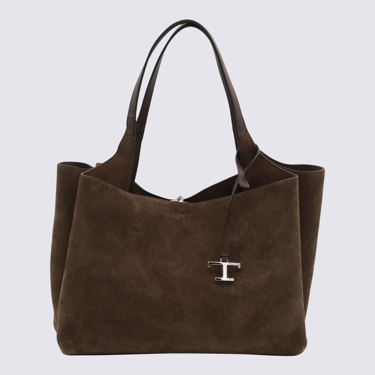 Dark Brown Suede Leather Top Handle Bag