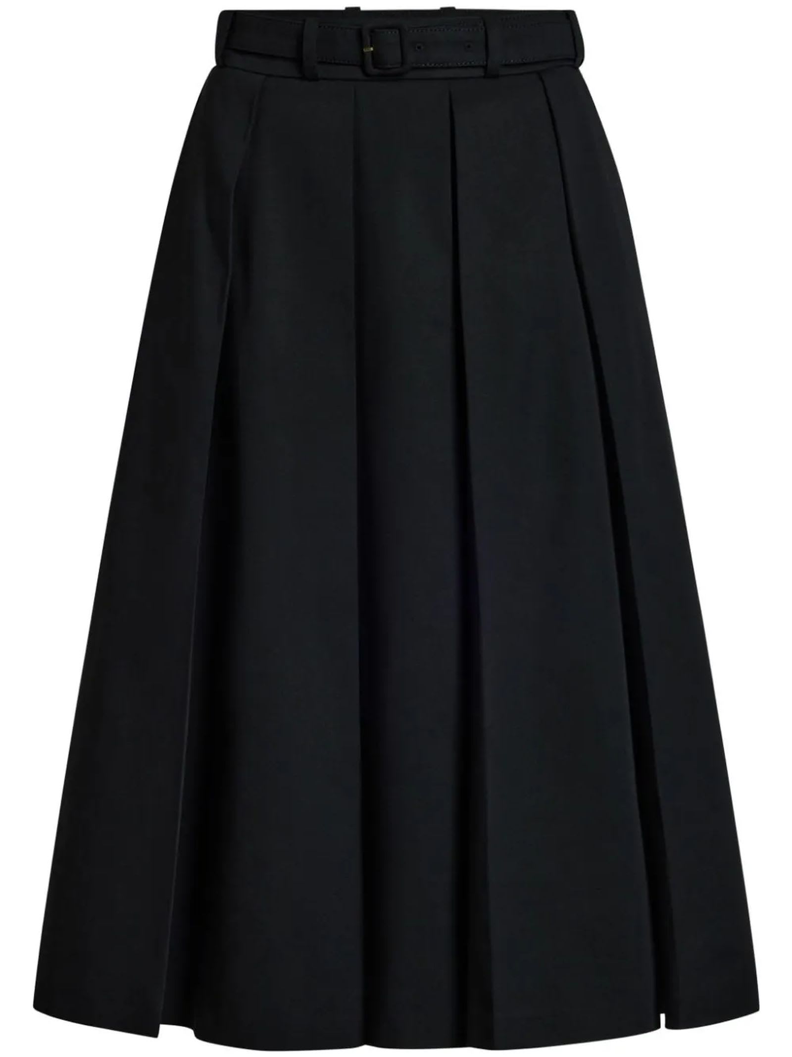 Shop Patou Pleated Midi Skirt In Organic Cotton In Black