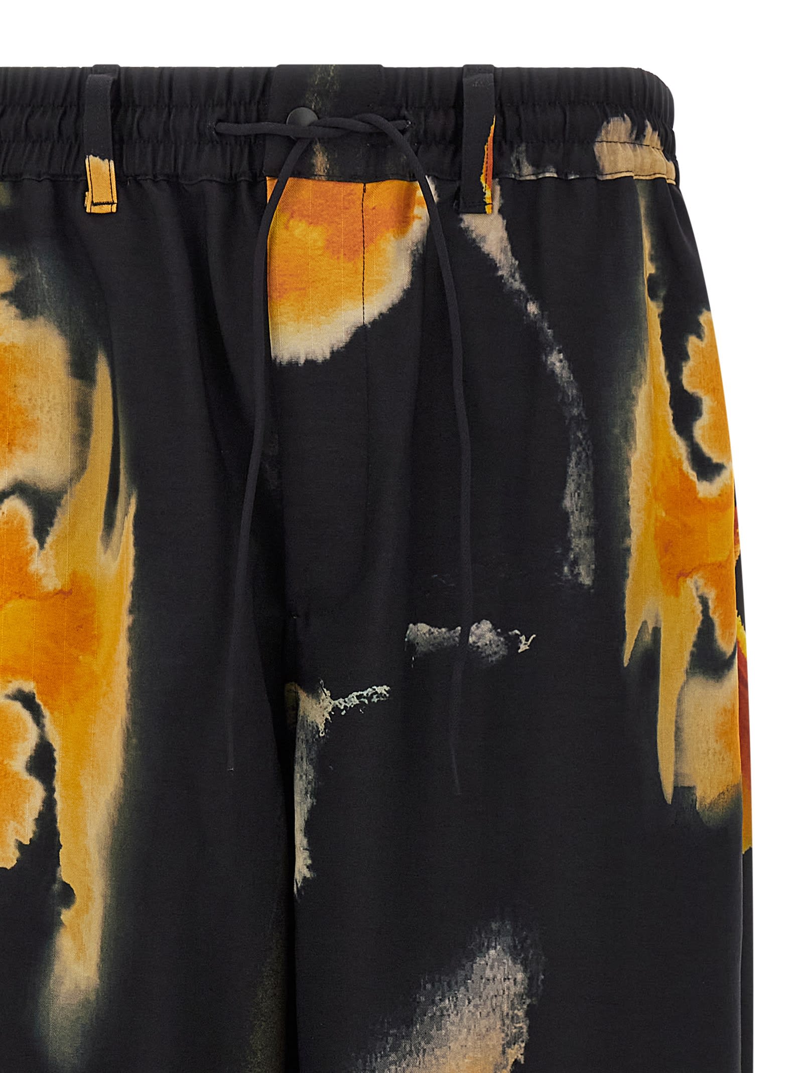 Y-3 Technical Fabric Trousers With Striking Print And Adjustable Features In Black