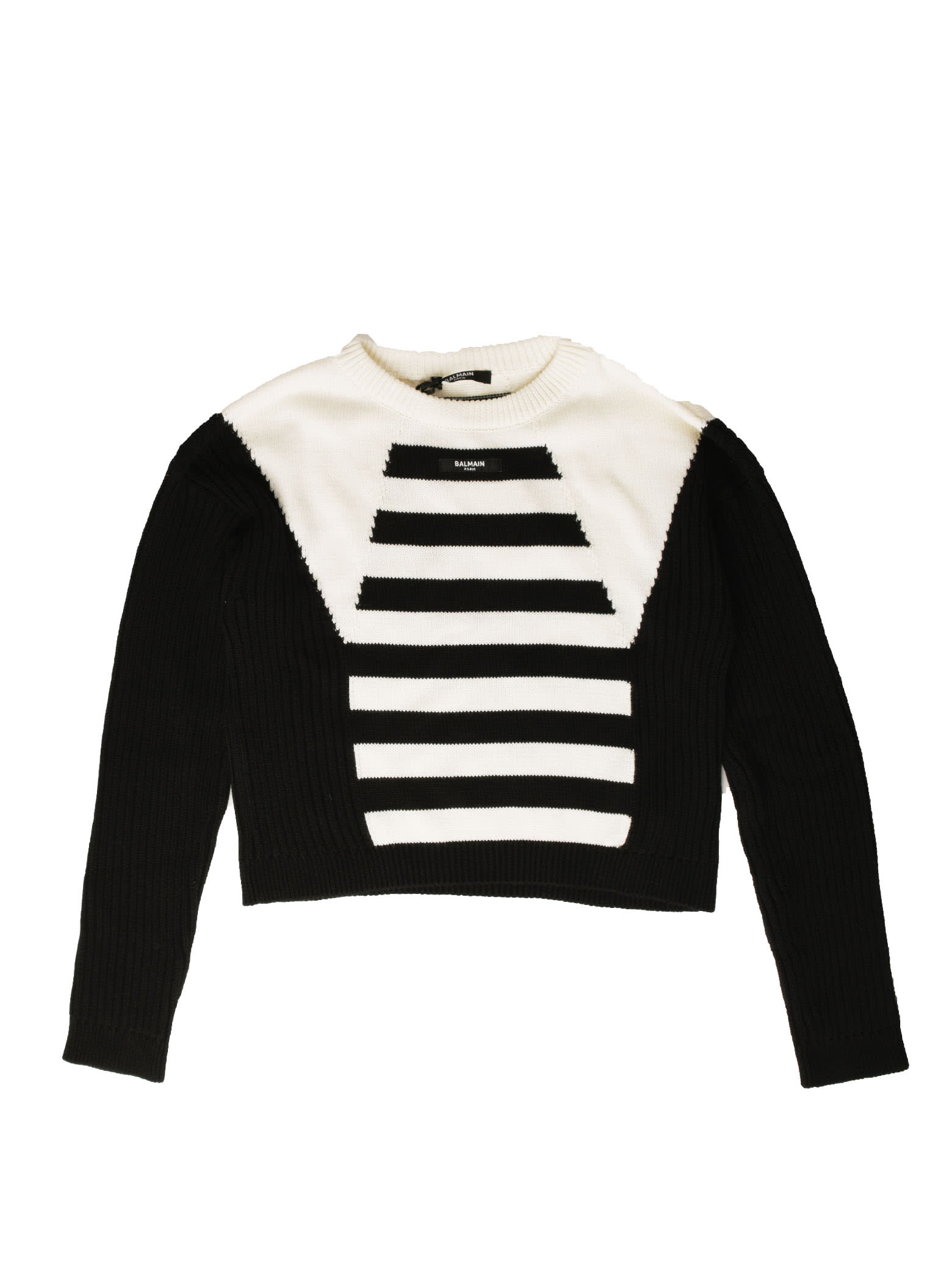 Balmain Black And White Crewneck Sweater