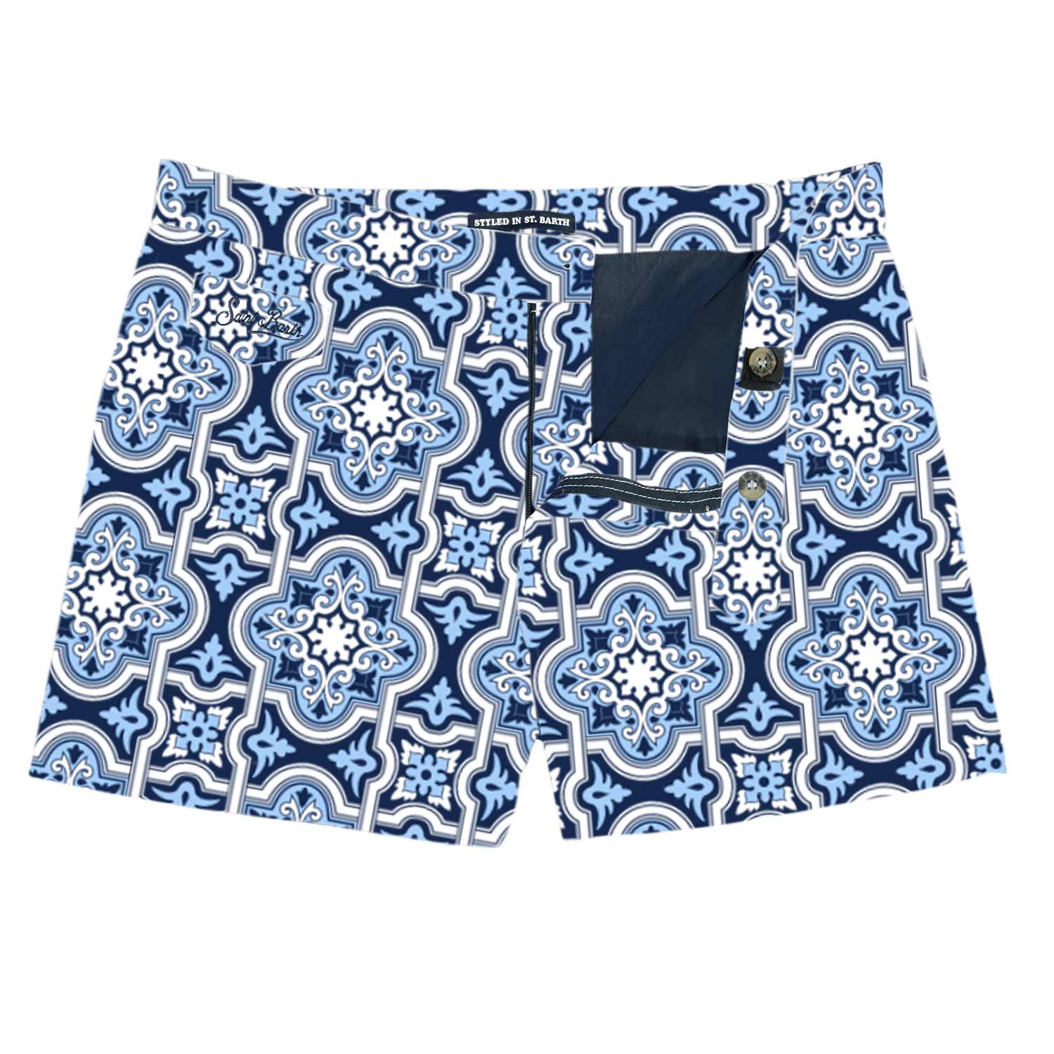 MC2 Saint Barth Blue Flower Swim Shorts Print