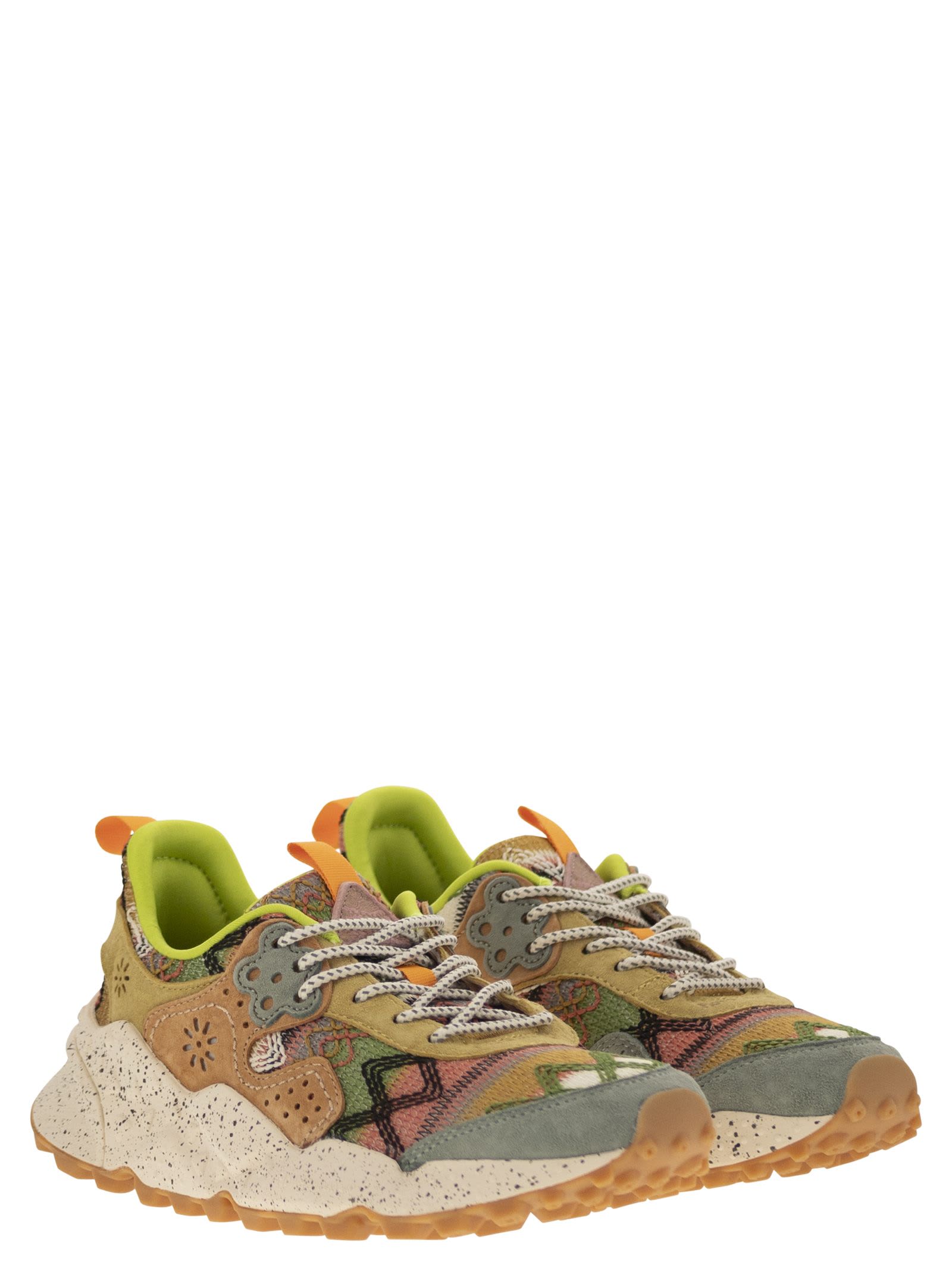 Flower Mountain Kotetsu Sneakers In Suede And Technical Fabric