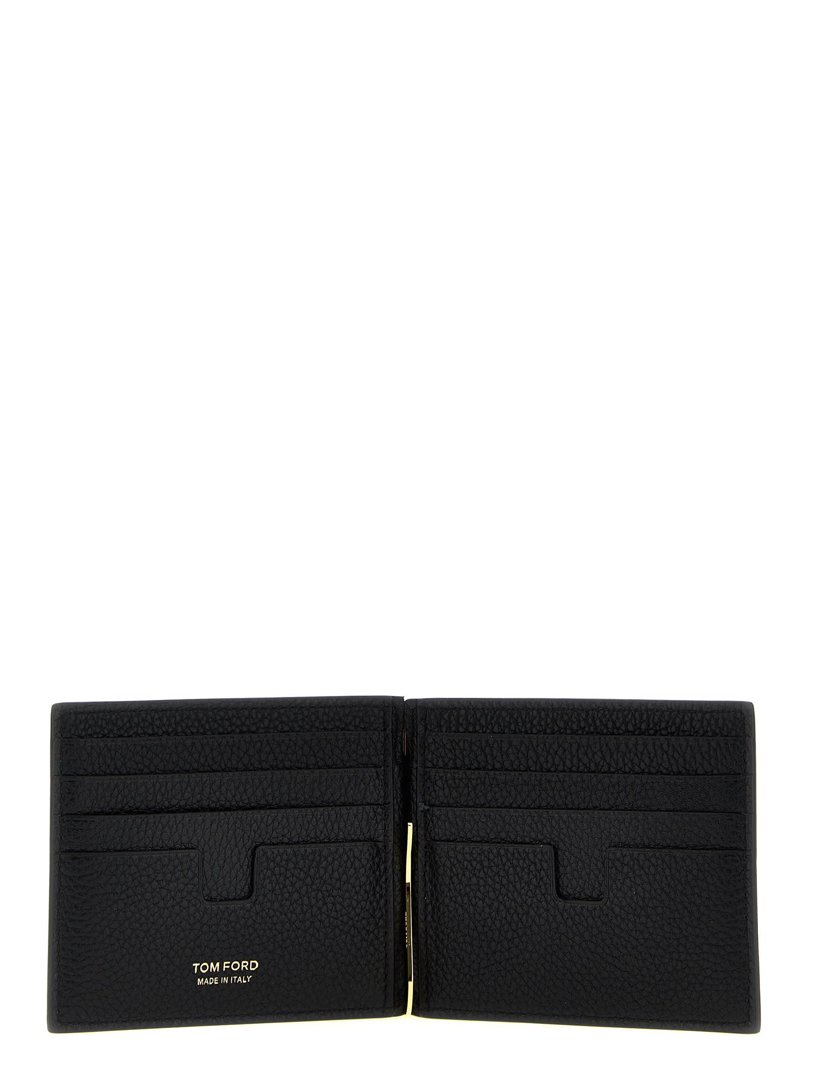 Shop Tom Ford Logo Leather Wallet In Black