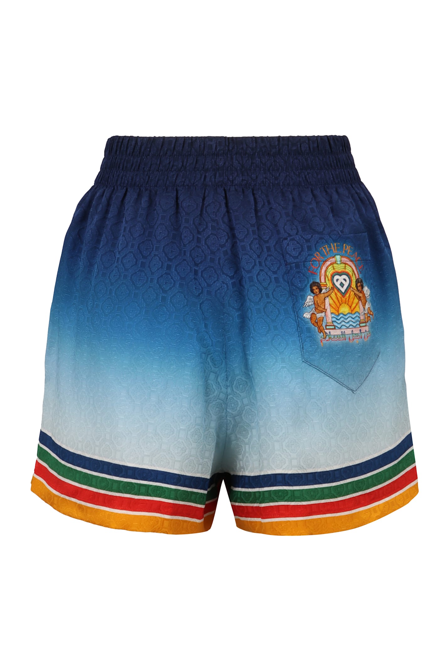 Casablanca Degrade Printed Silk Jacquard Pull-on Shorts In Blue