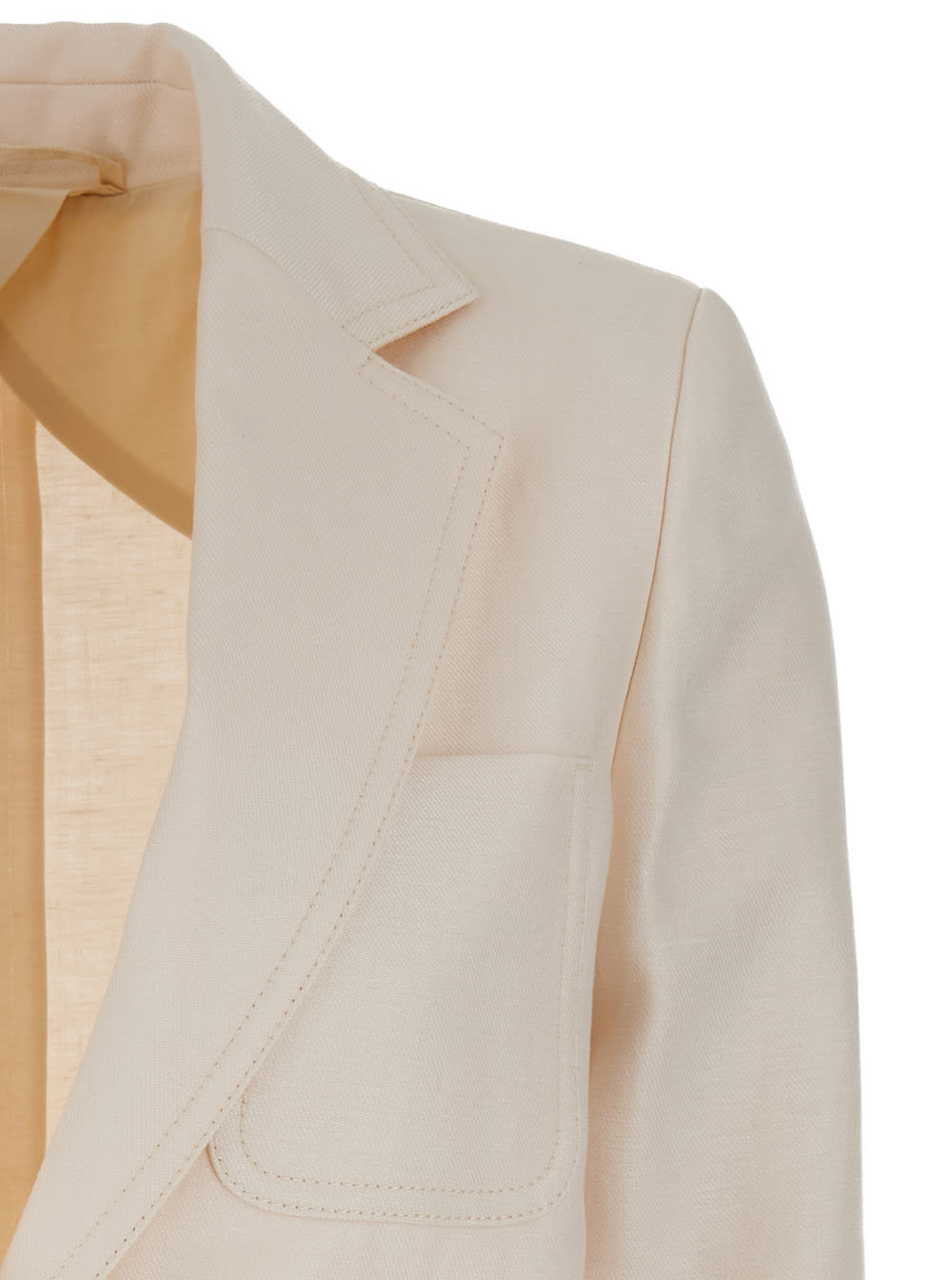 Shop Max Mara Cream White Boemia Single-breasted Blazer In Linen Woman