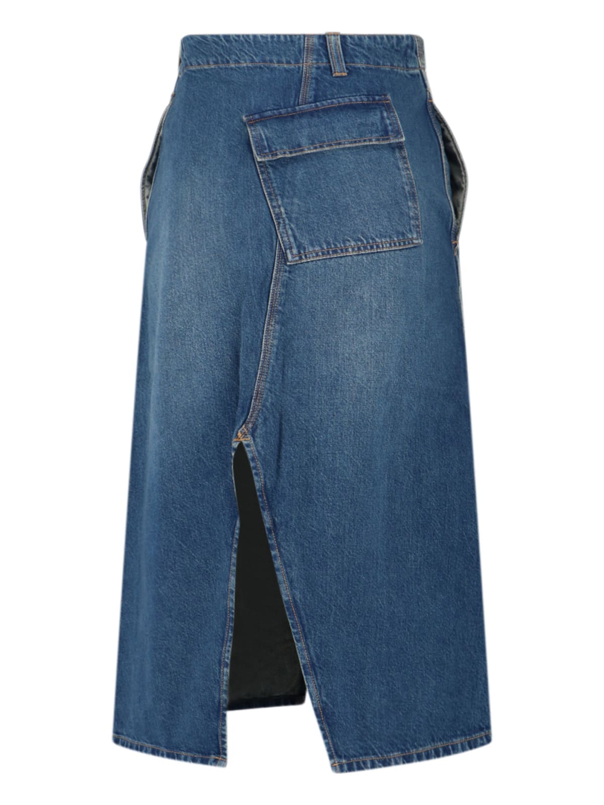 Victoria Beckham Midi Skirt With Front Slit And Pockets In Blue