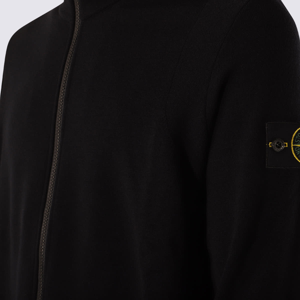 Stone Island Sweater Wool Blend Standing Collar In Black