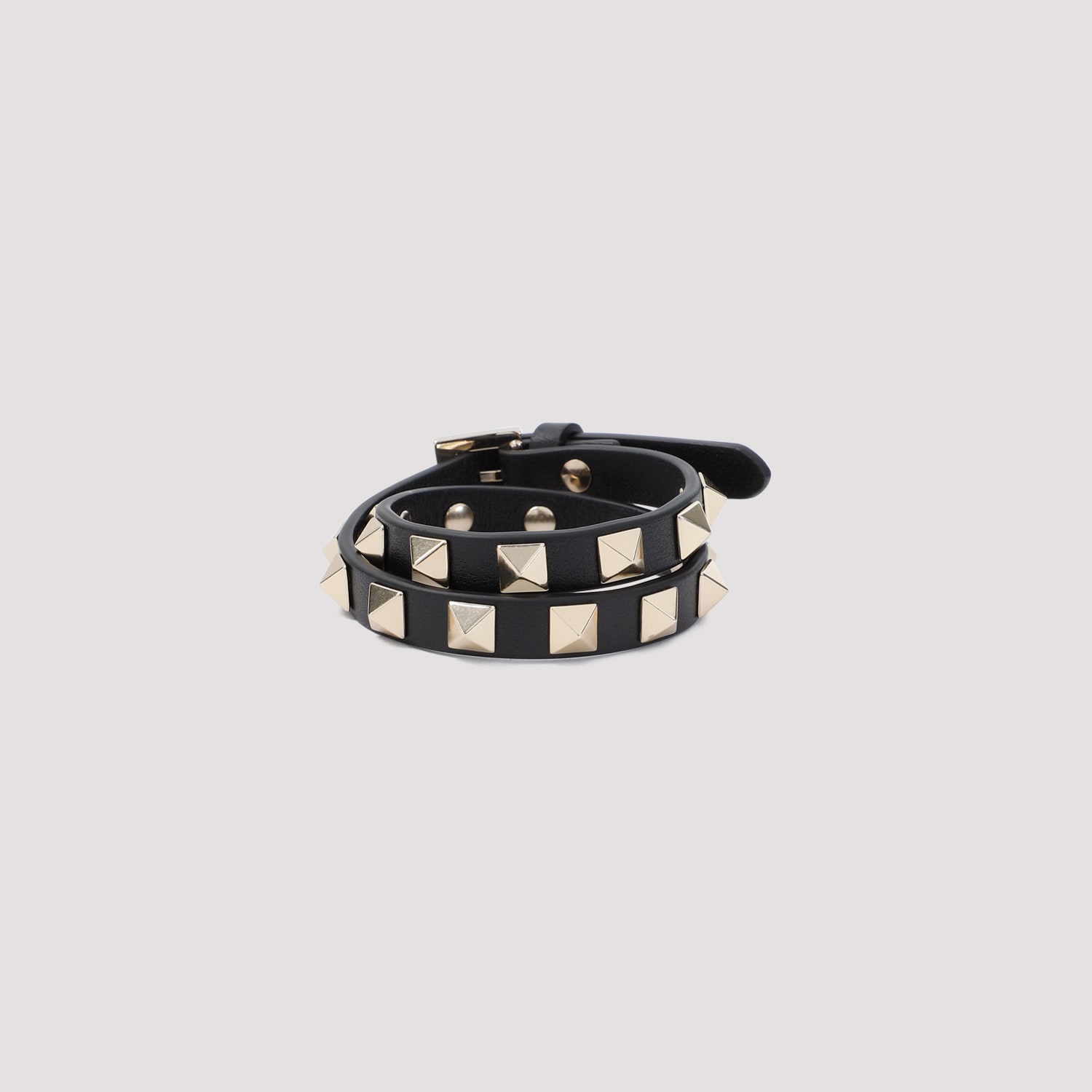 Shop Valentino Leather Bracelet In No Nero