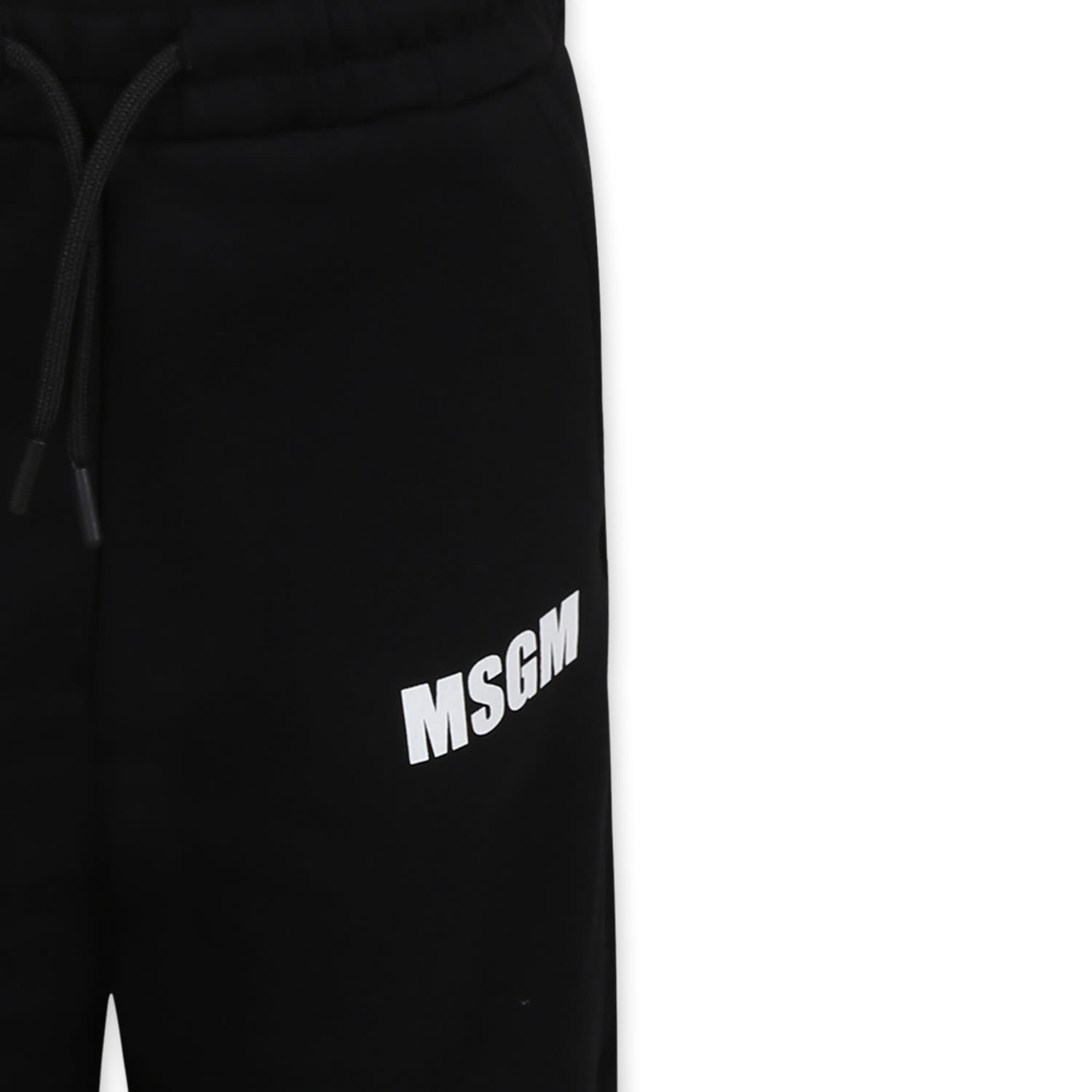 Shop Msgm Black Trousers For Kids With Logo