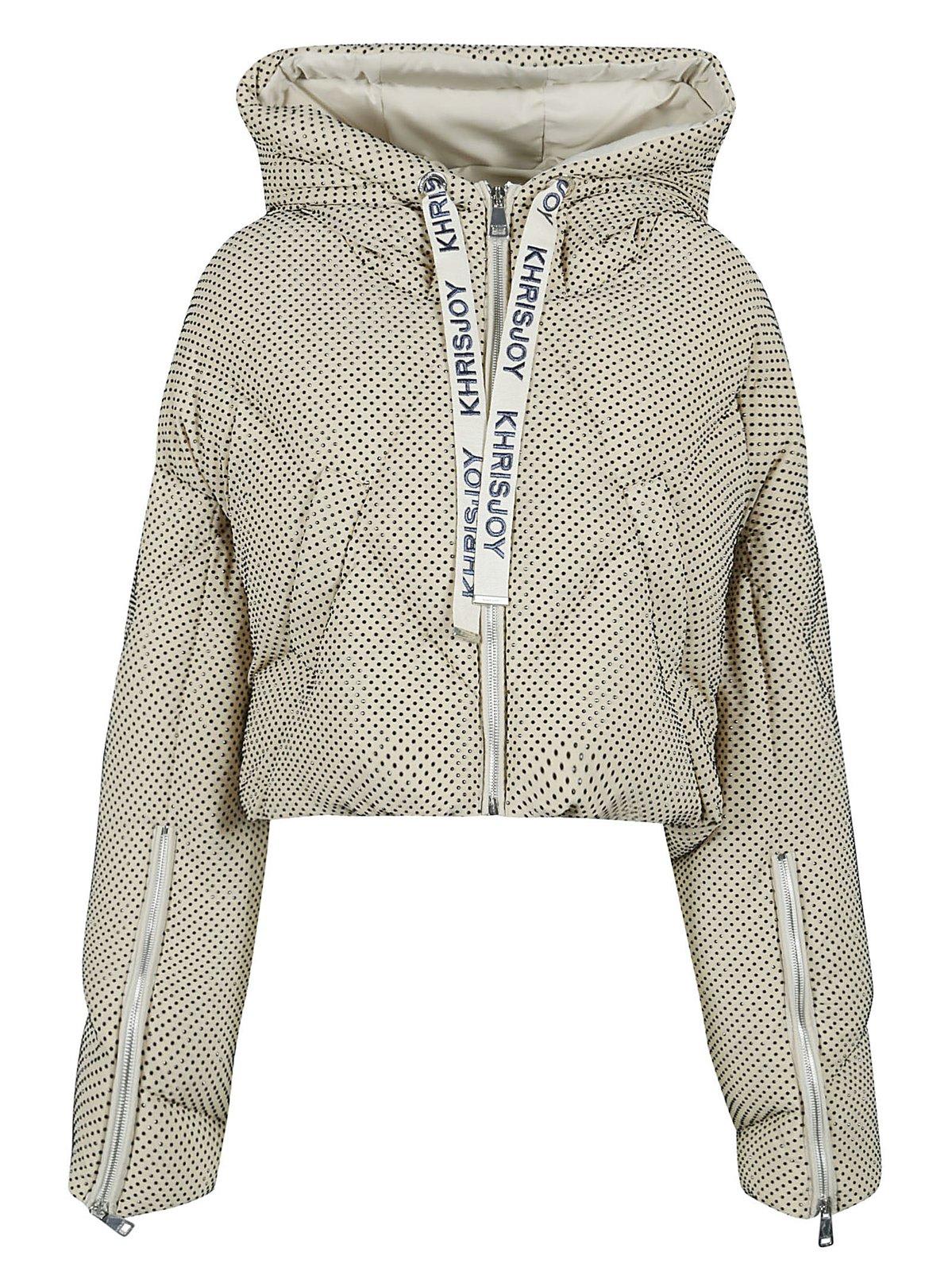 Crystal Embellished Quilted Zip-up Jacket