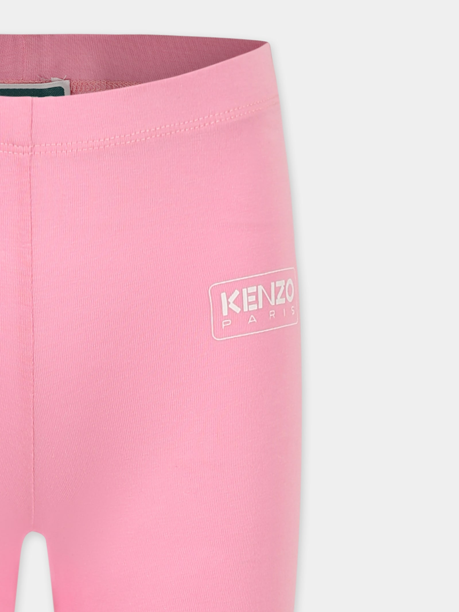 KENZO PINK LEGGINGS FOR GIRL WITH LOGO