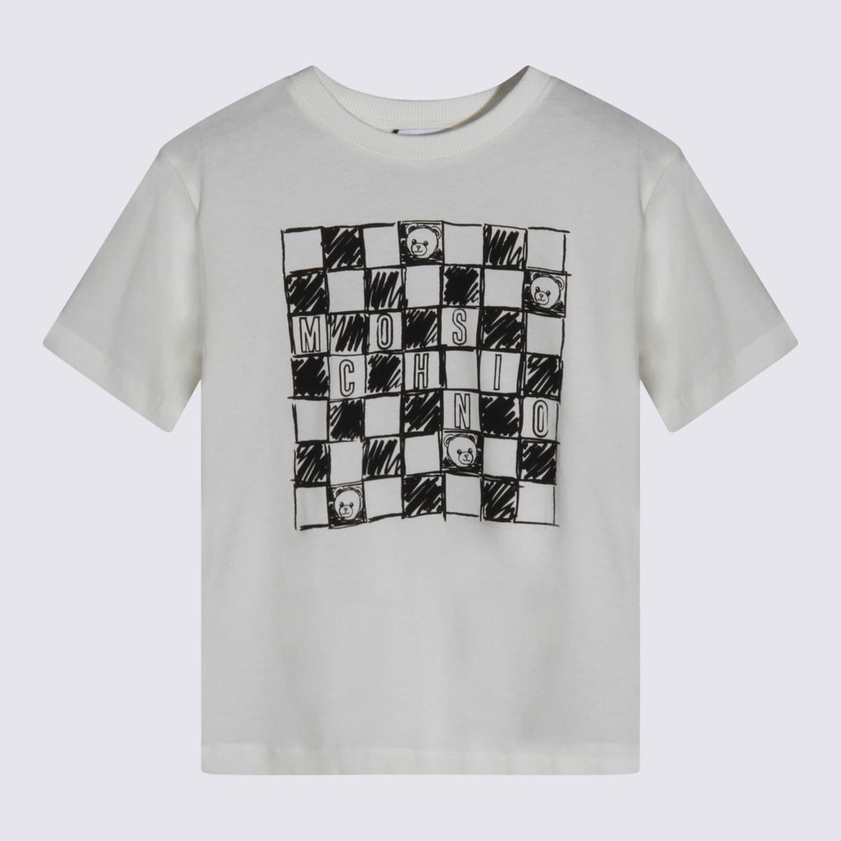 Moschino Kids' White Cotton T-shirt In Gray