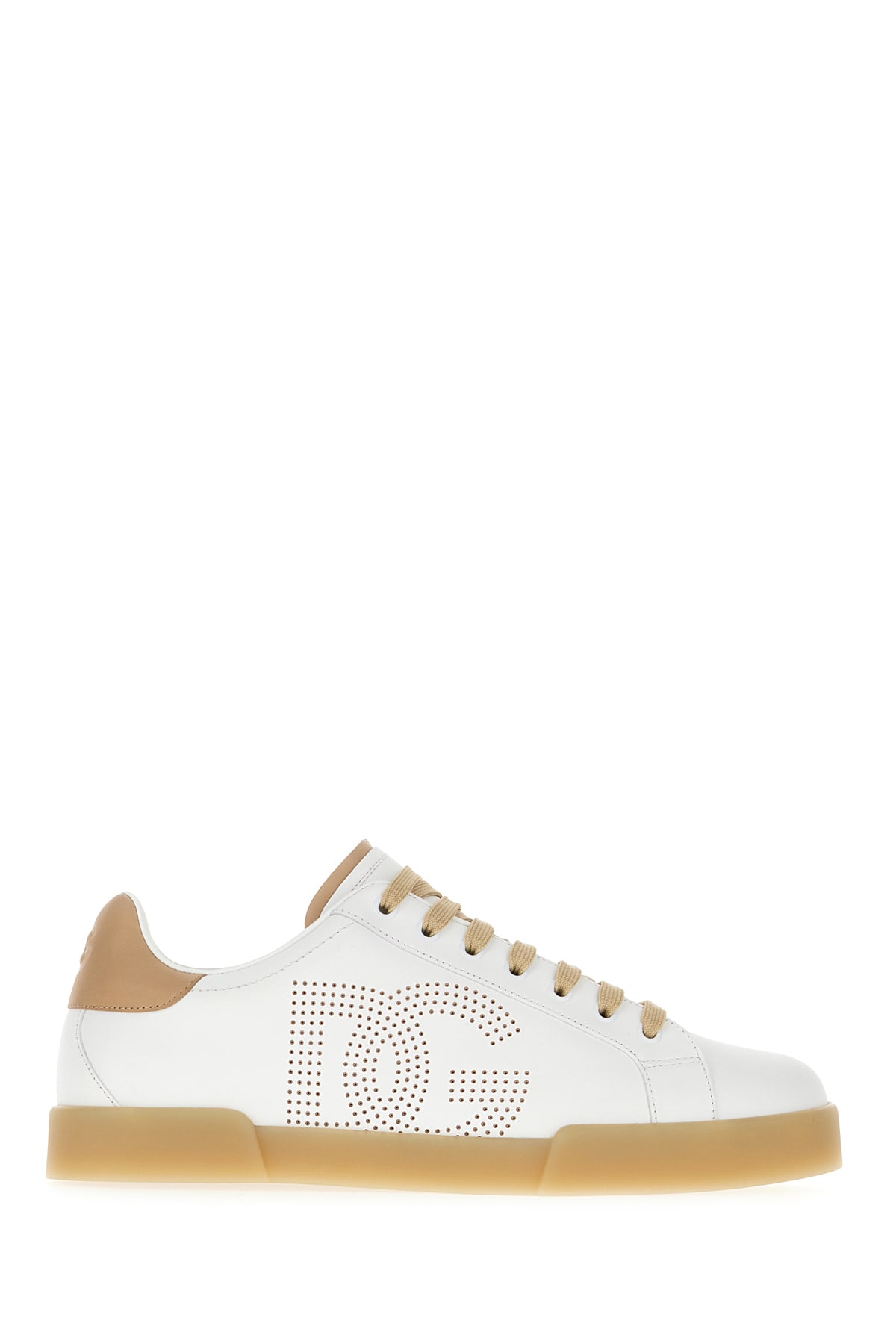 Shop Dolce & Gabbana Two-tone Leather Portofino Sneakers In Bianco Crema