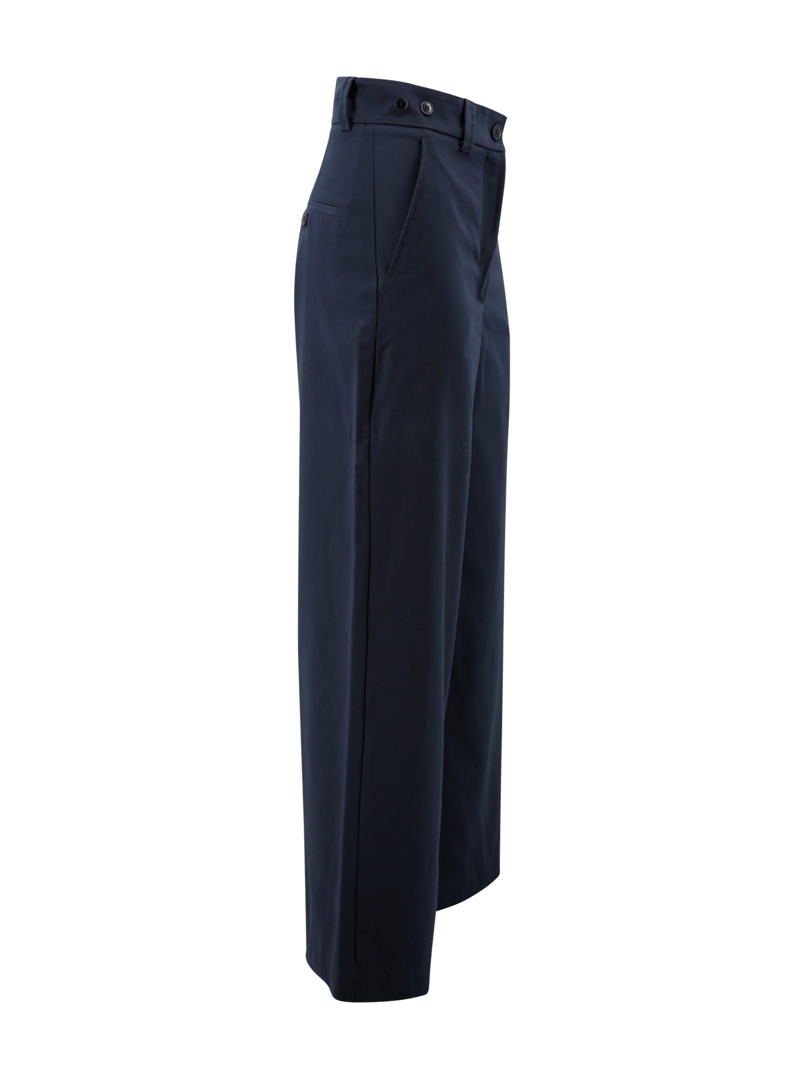 Weekend Max Mara High-waisted Wide Leg Trousers With Button Accents In Black