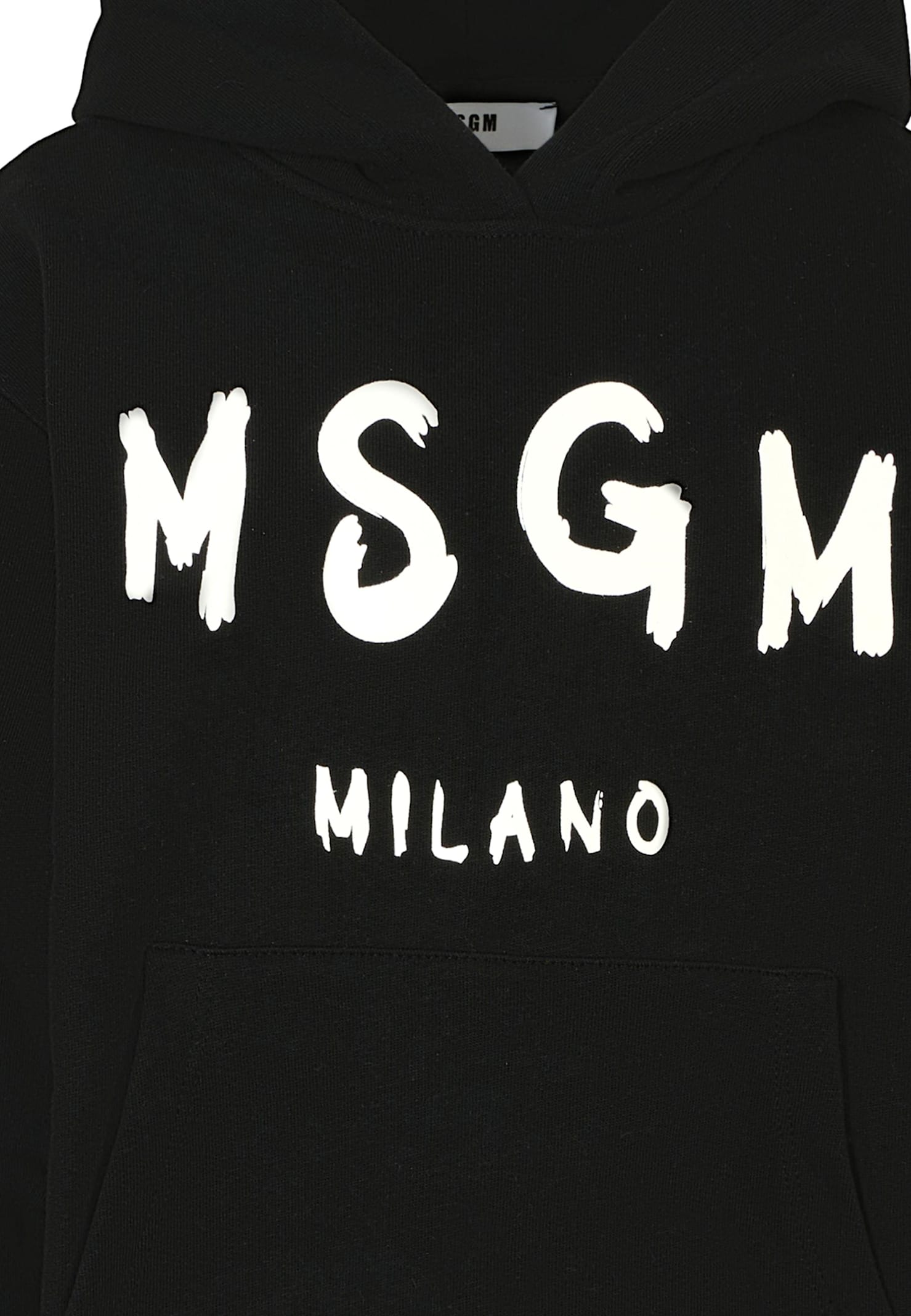 Msgm Black Sweatshirt For Kids With Logo In Black