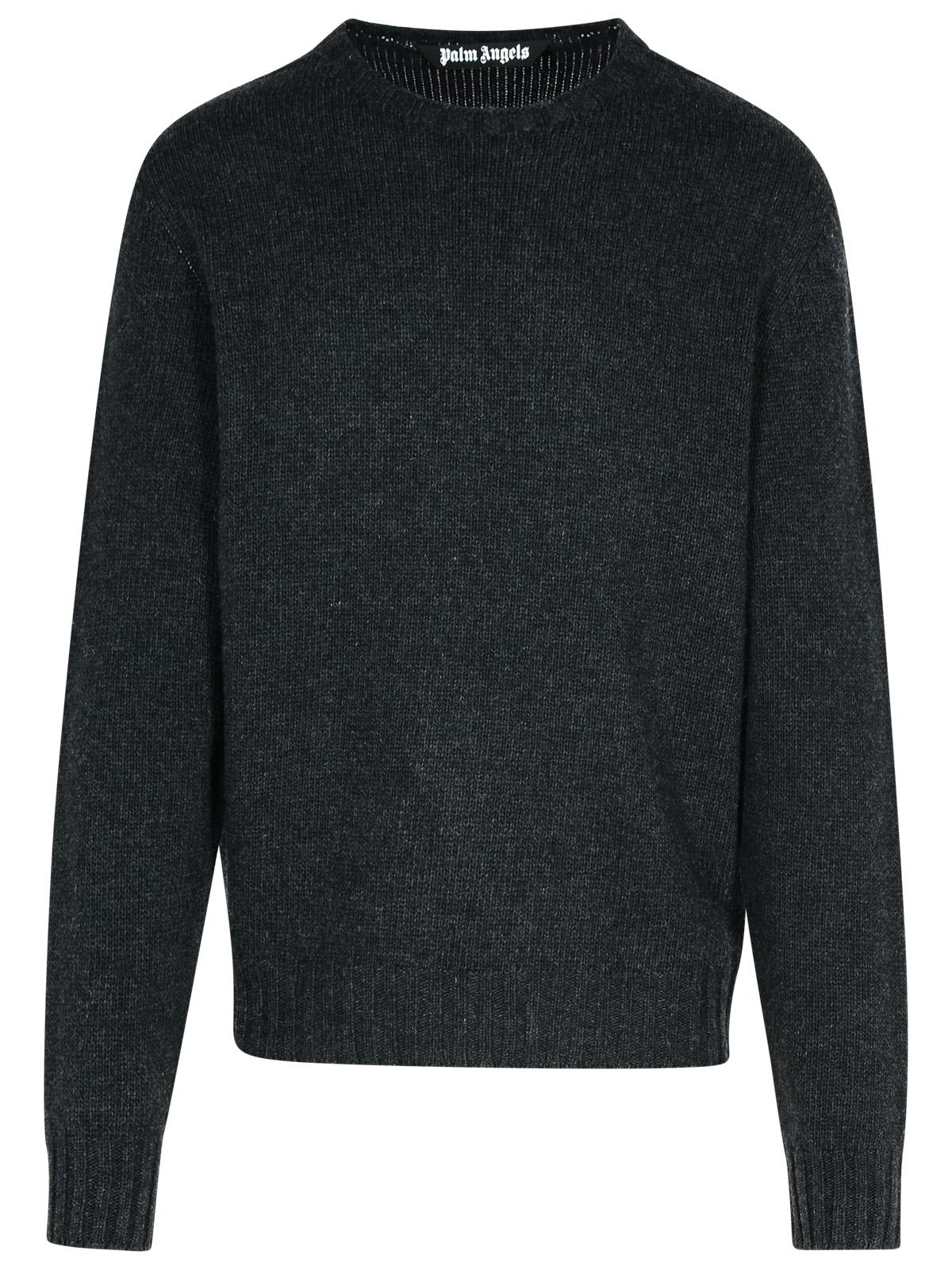 Shop Palm Angels Dark Grey Merino Wool Blend Sweater