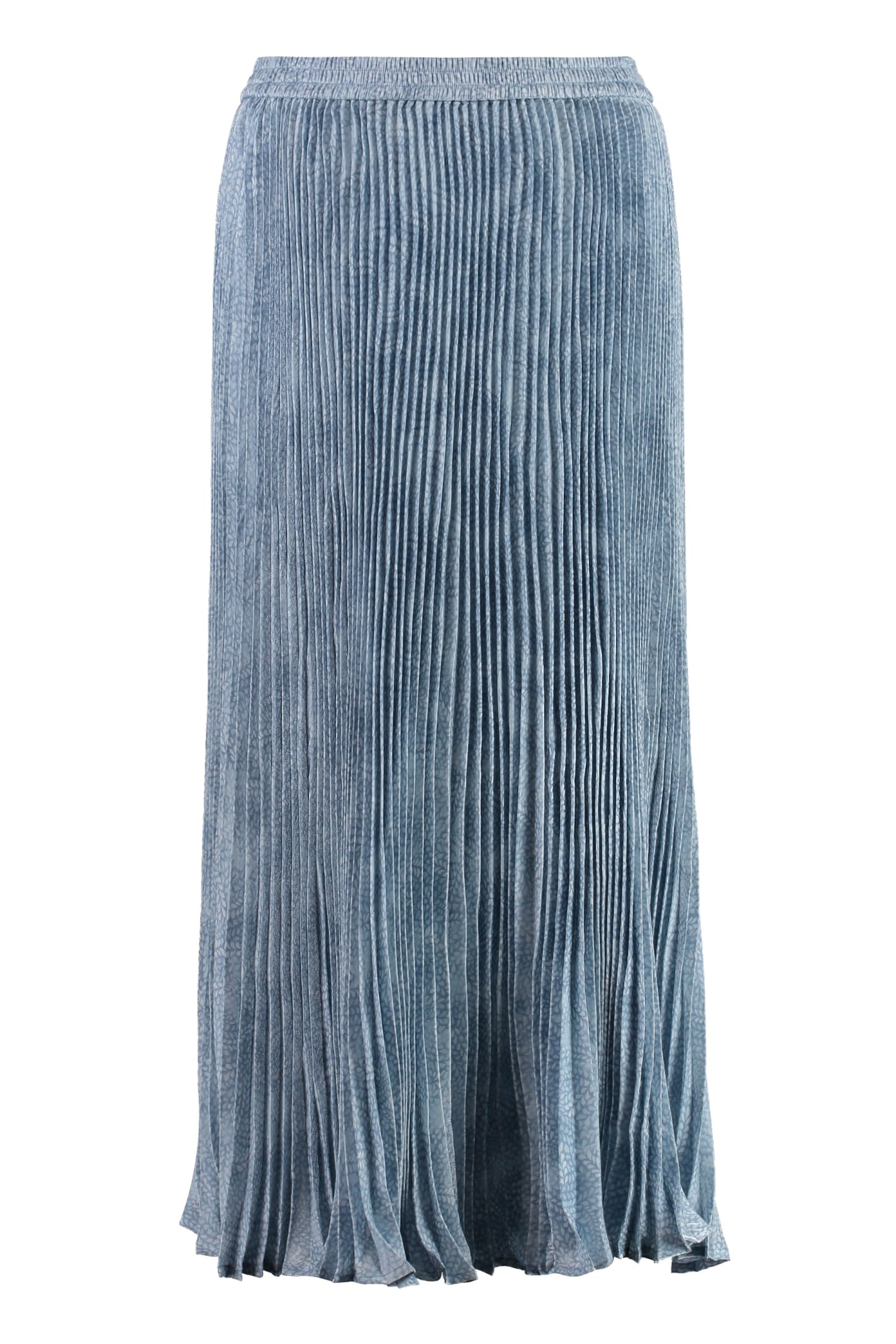 Shop Michael Michael Kors Pleated Midi Skirt In Light Blue