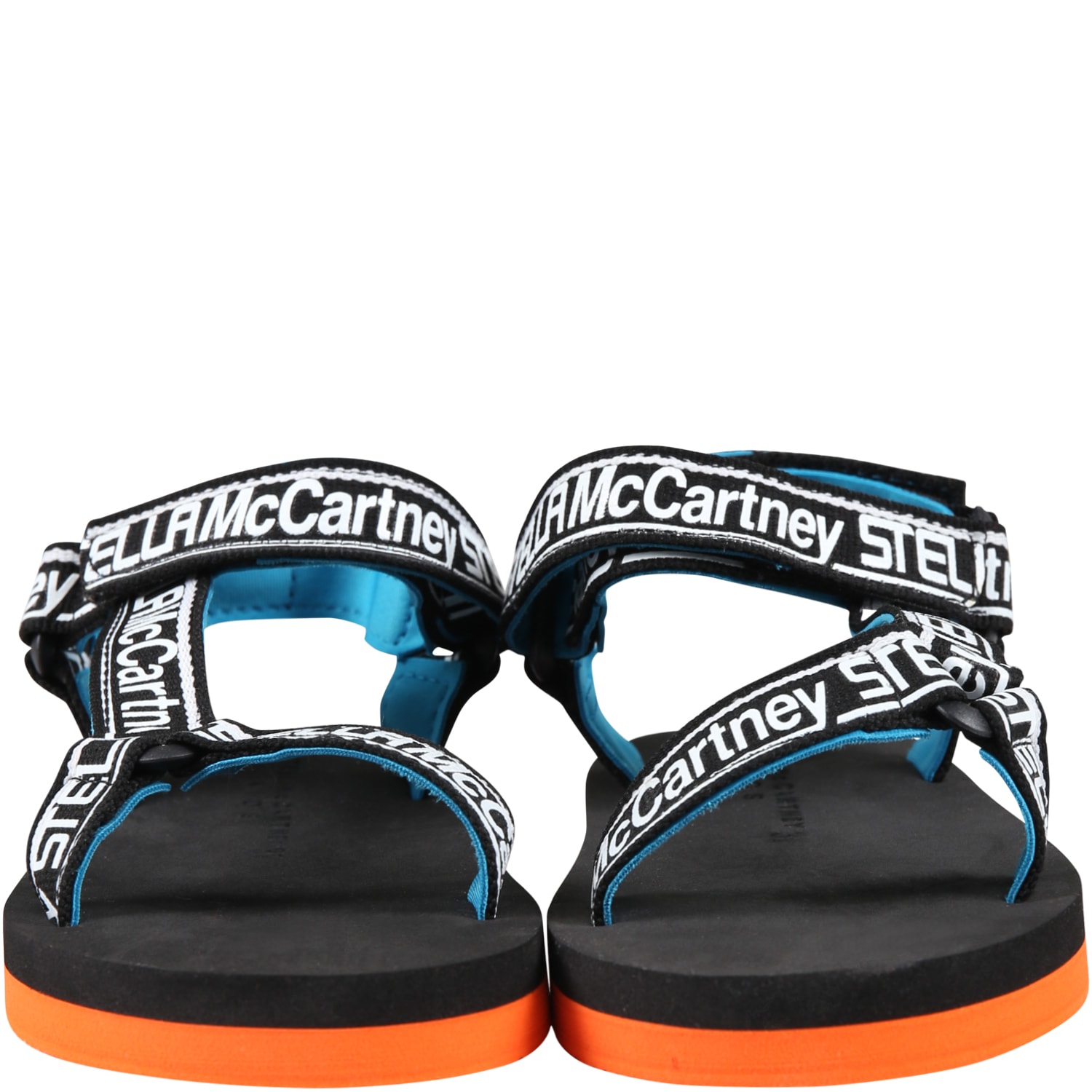 Shop Stella Mccartney Black Sandals For Kids With Logo