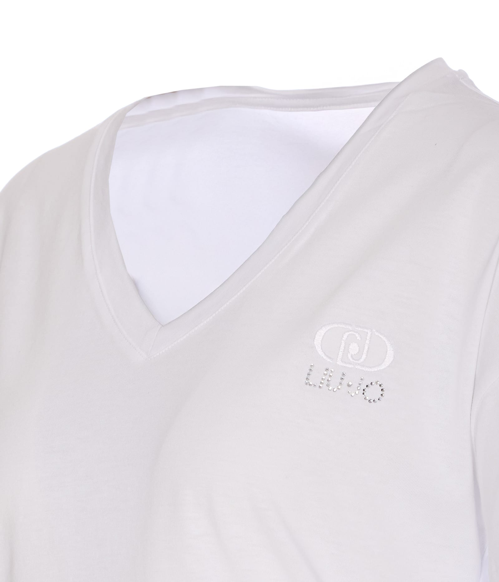 Liu •jo Animal Print Scarf Crewneck T-shirt With Leopard Detail In White