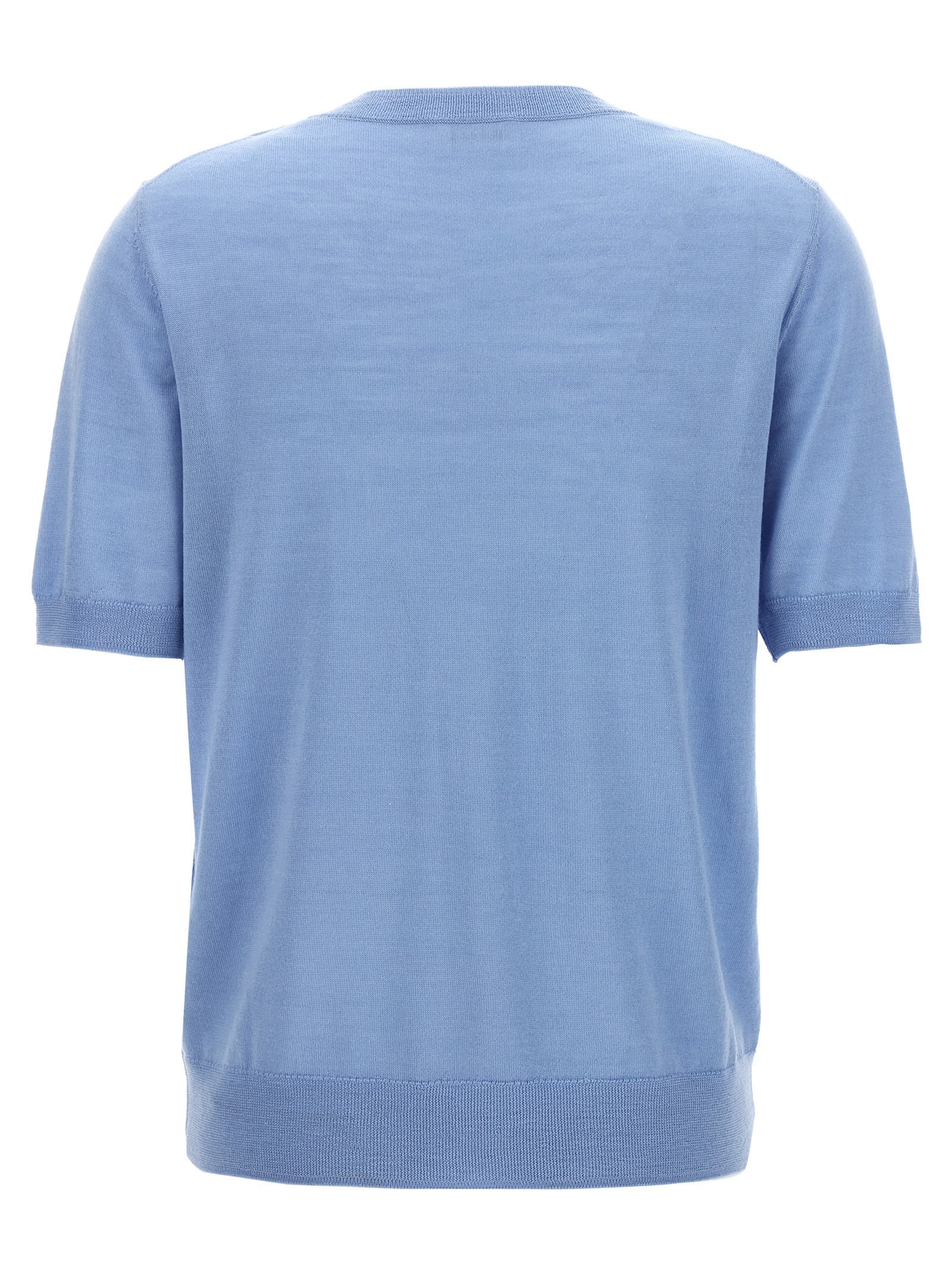 Shop P.a.r.o.s.h Short Sleeve Sweater In Light Blue