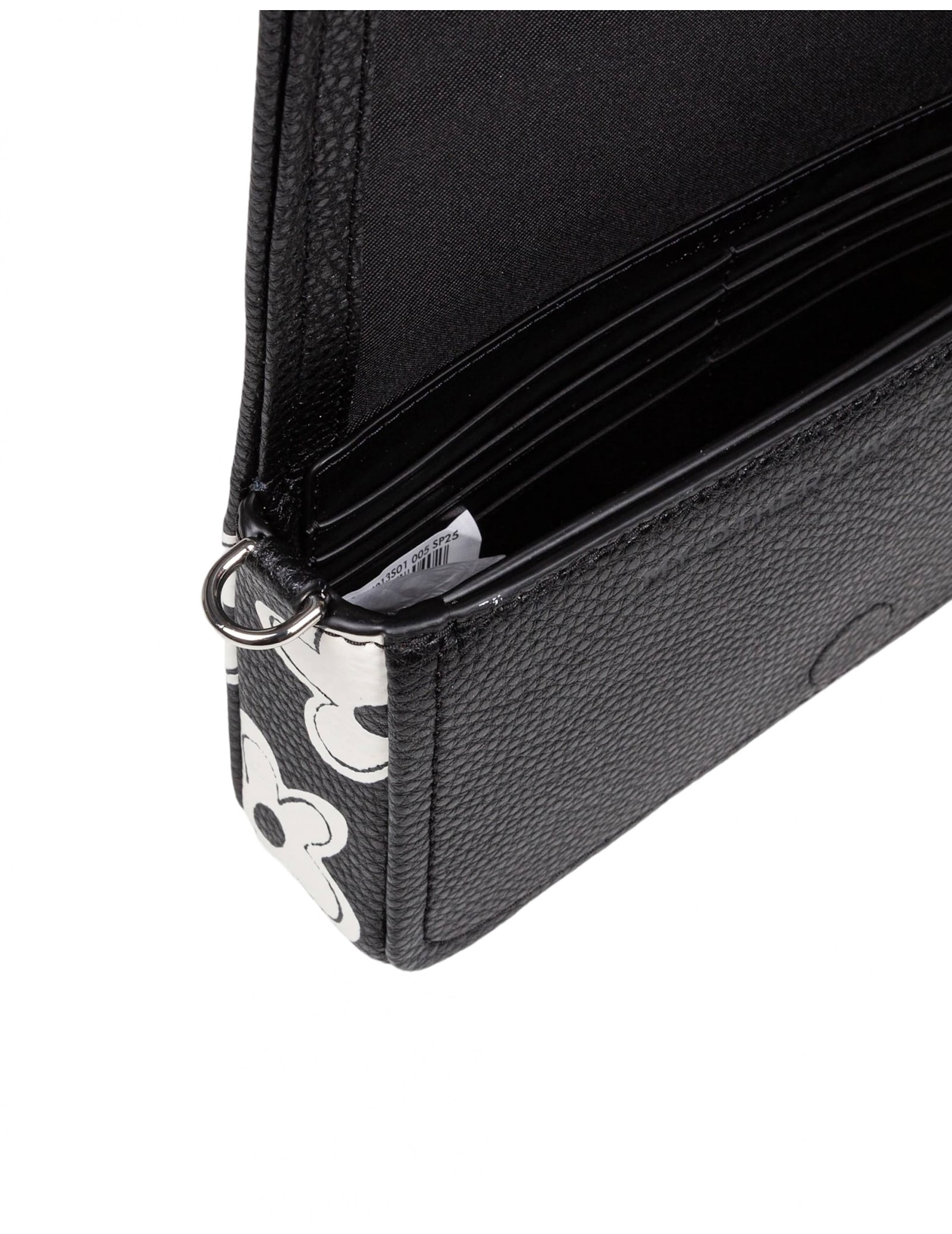 Marc Jacobs The Mini Bag In Black Leather With Flower Print In Black/white