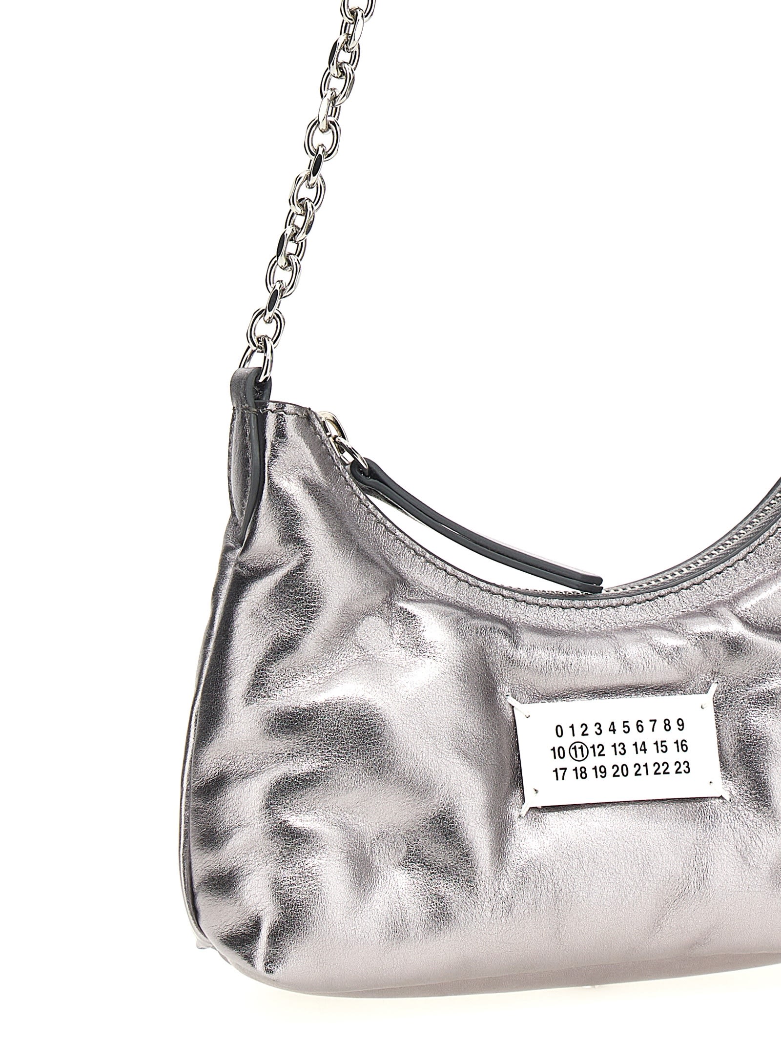 Shop Maison Margiela Glam Slam Hobo Micro Handbag In Metallic Grey