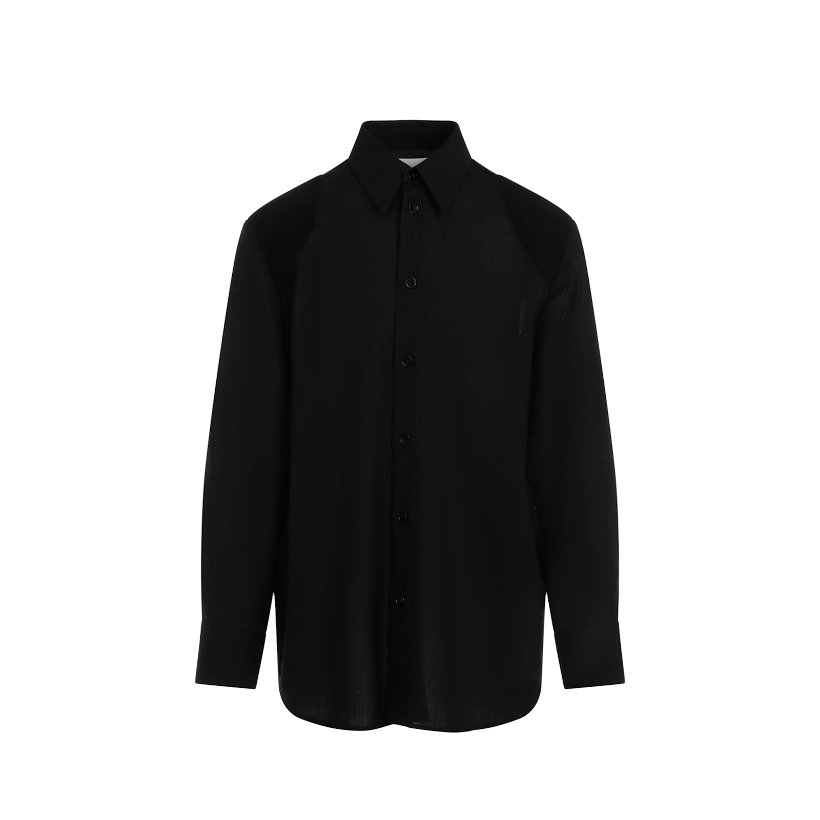 Jil Sander Wool Coat With Long Sleeves And Curved Hem In Black