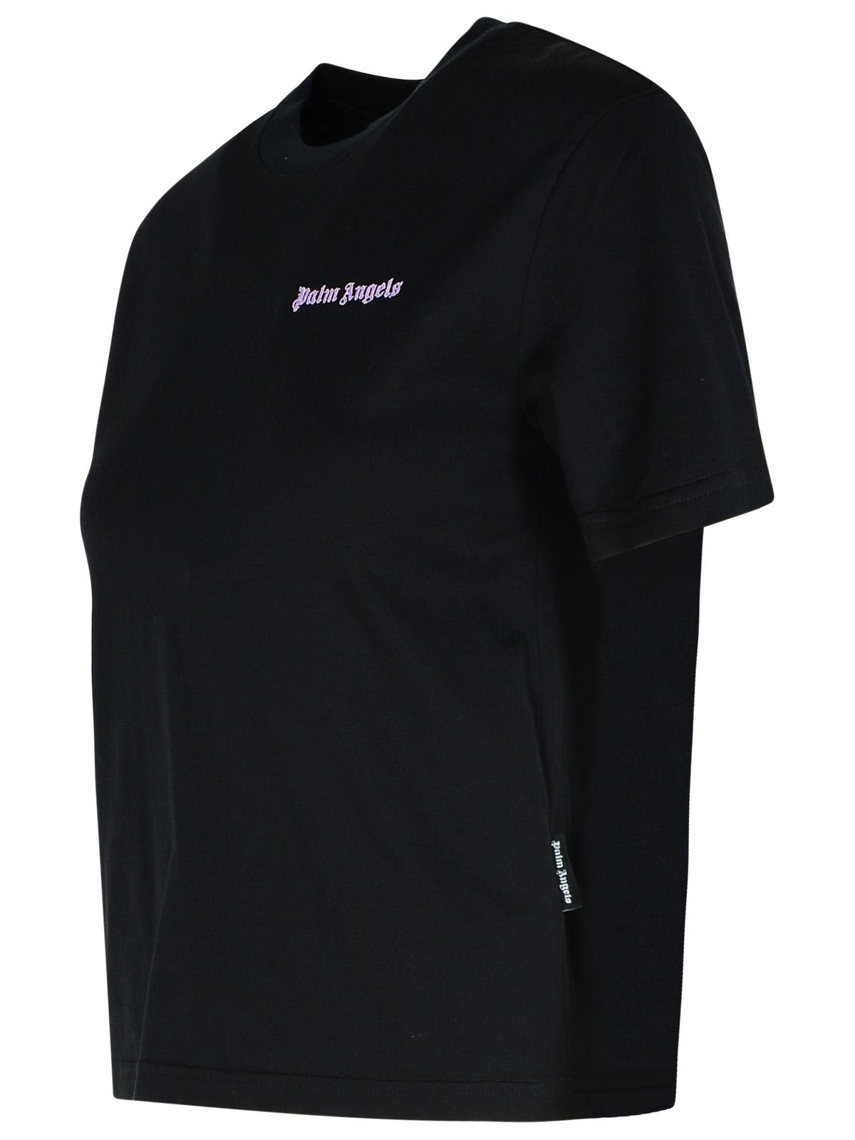 Shop Palm Angels Black Cotton T-shirt In Black Lilac