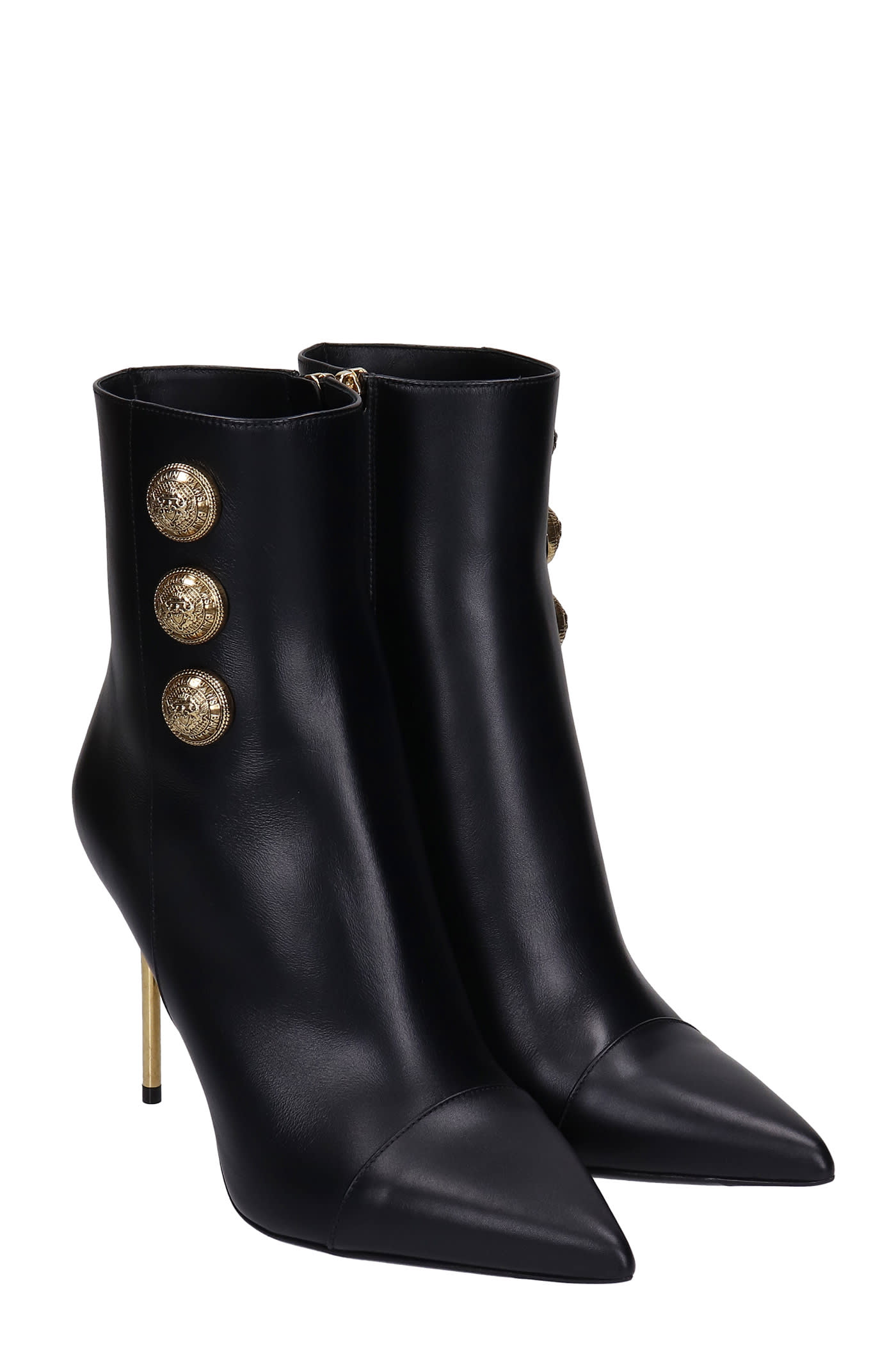 Buy Balmain Roni High Heels Ankle Boots In Black Leather online, shop Balmain shoes with free shipping