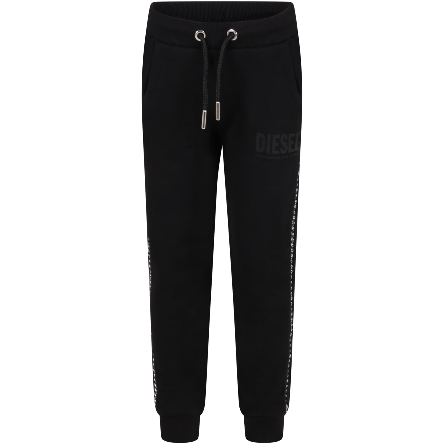 Diesel Black Sweatpant For Girl With Logo