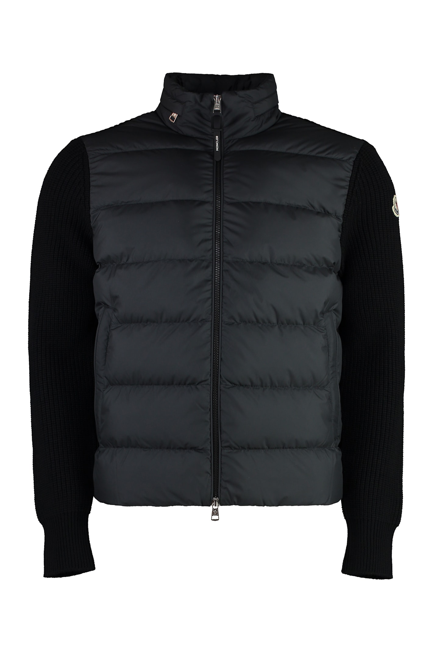 Shop Moncler Cardigan With Padded Front Panel In Black