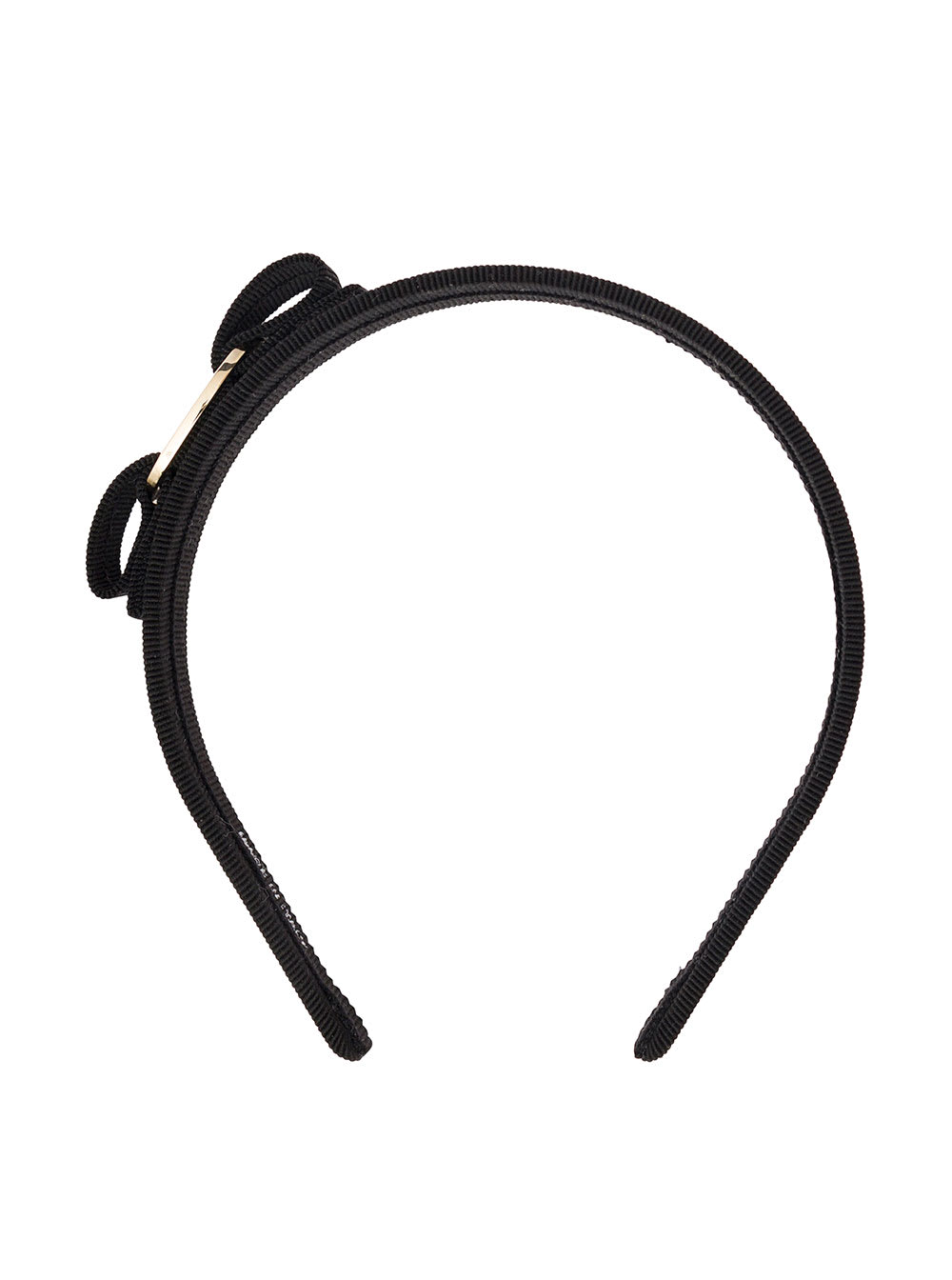 Shop Ferragamo Black Headband With Bow Detail In Cotton Blend Woman