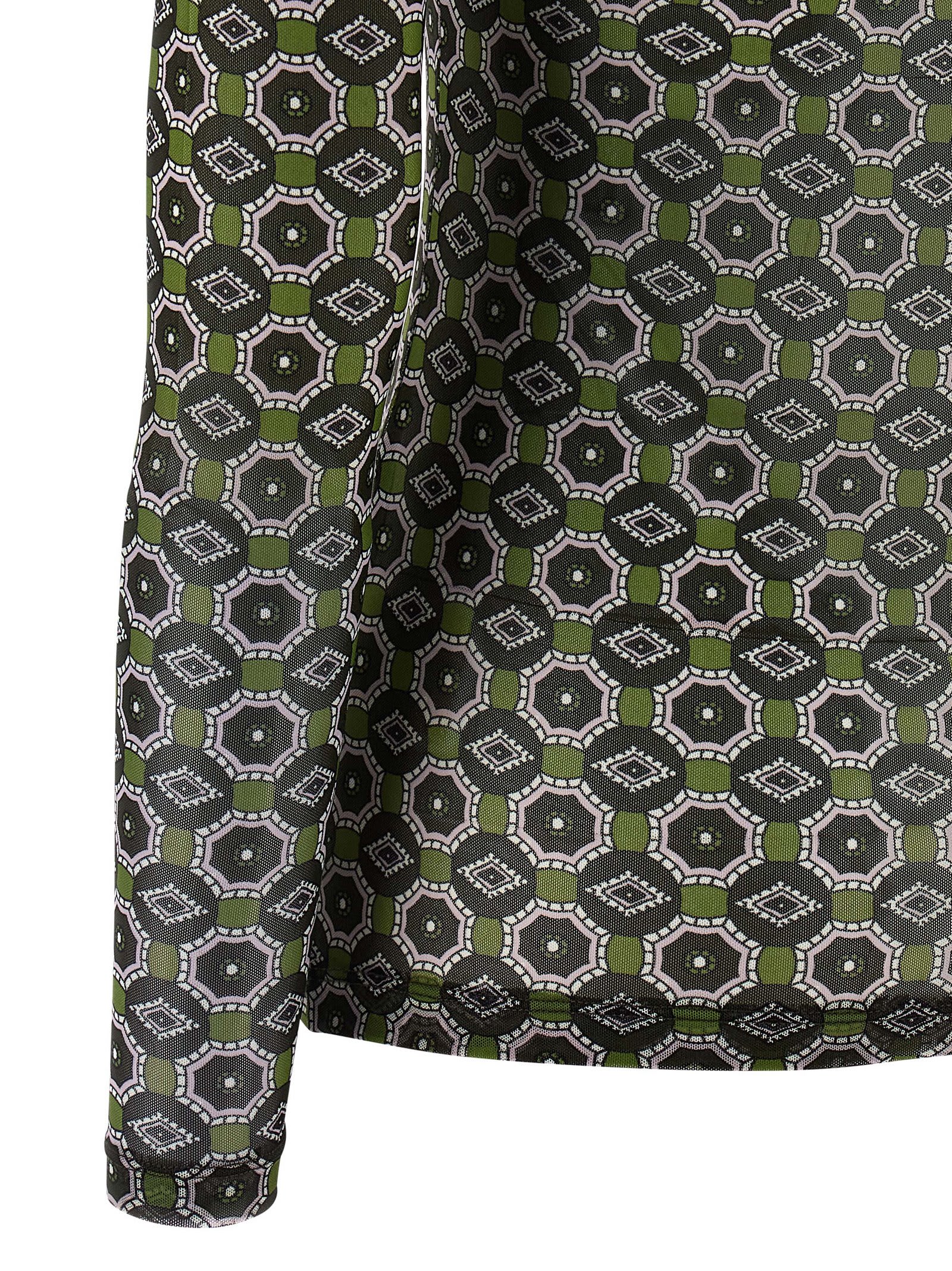 Dries Van Noten Geometric Pattern Turtleneck Long Sleeve Sweater In Multi