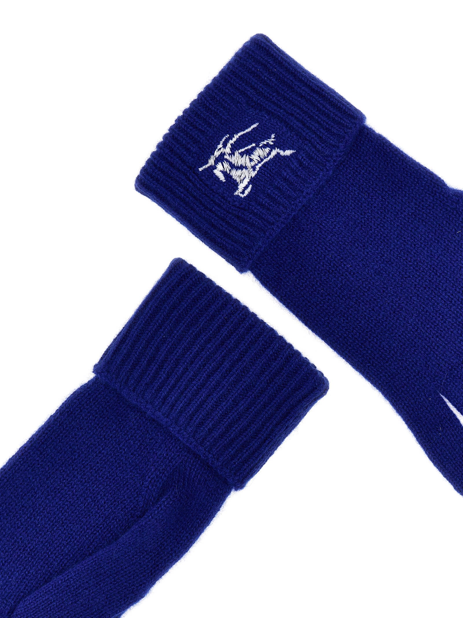 Shop Burberry Equestrian Knight Design Gloves In Blue
