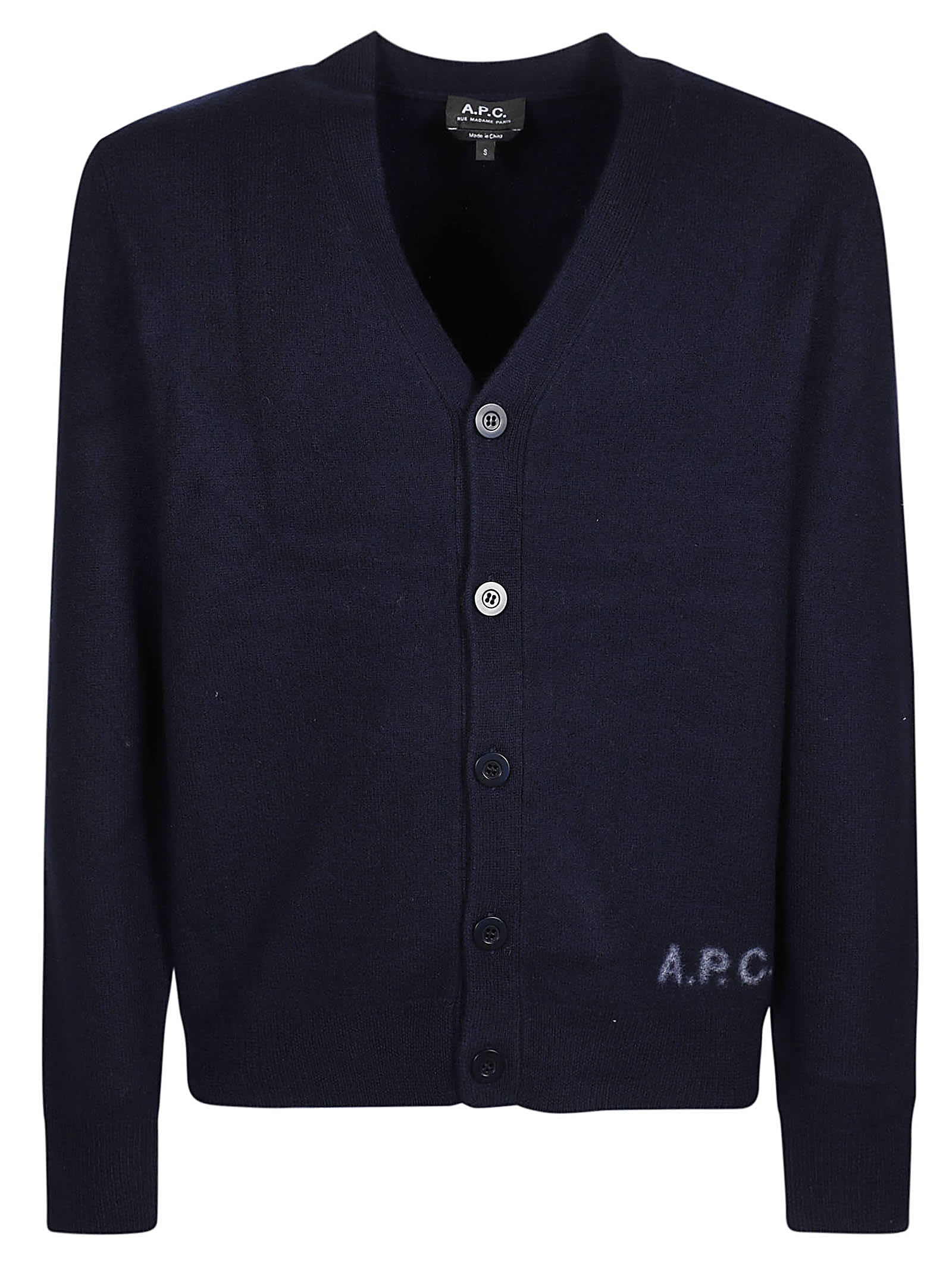 Shop Apc Kenny Cardigan In Iak Dark Navy