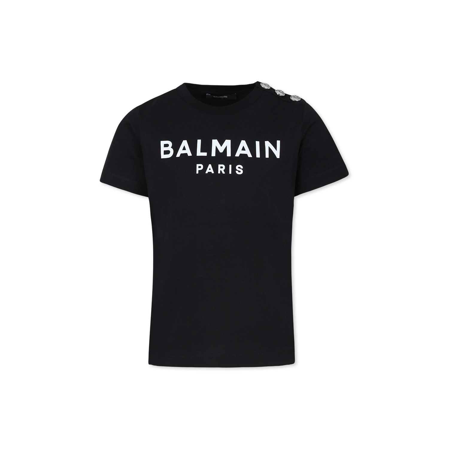 Balmain White T-shirt For Kids With Logo In Black