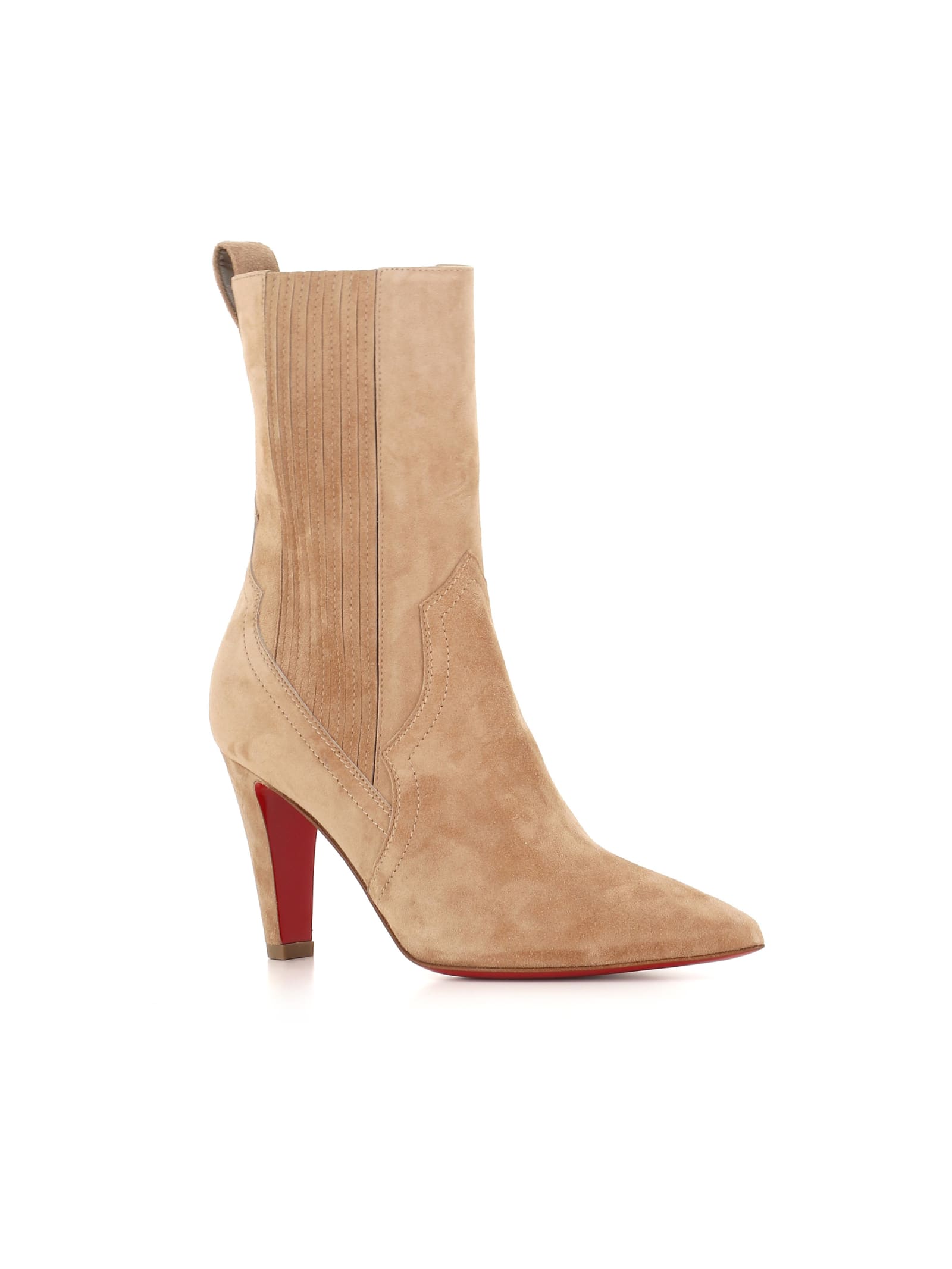 Shop Christian Louboutin Boot Santigag 85 In Sand