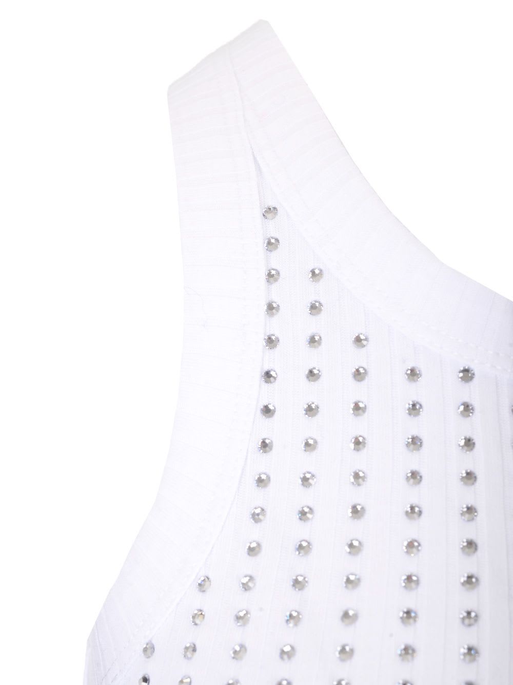 Attico Strass Tank Top In White