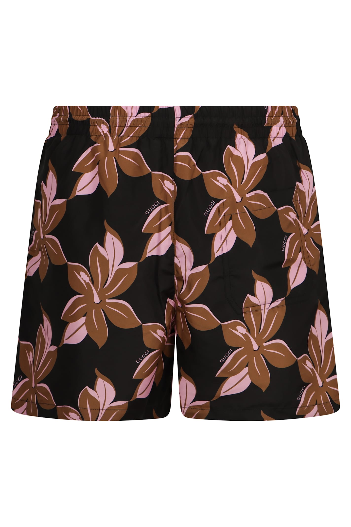Gucci Multicolor Swimsuit With Drawstring And All-over Floral Print In Tech Fabric Man In Animal Print