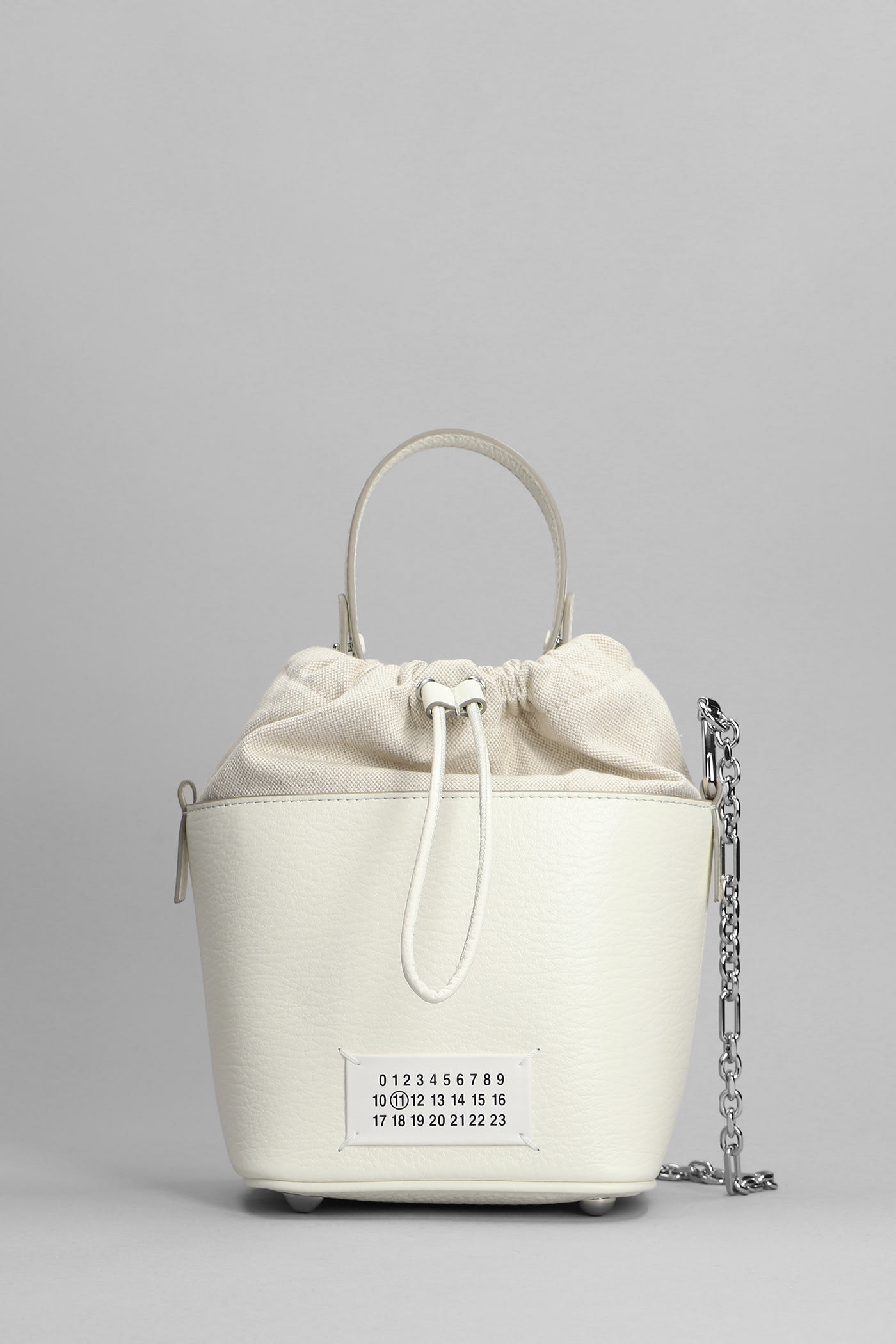 Shop Maison Margiela Shoulder Bag In White Leather And Fabric
