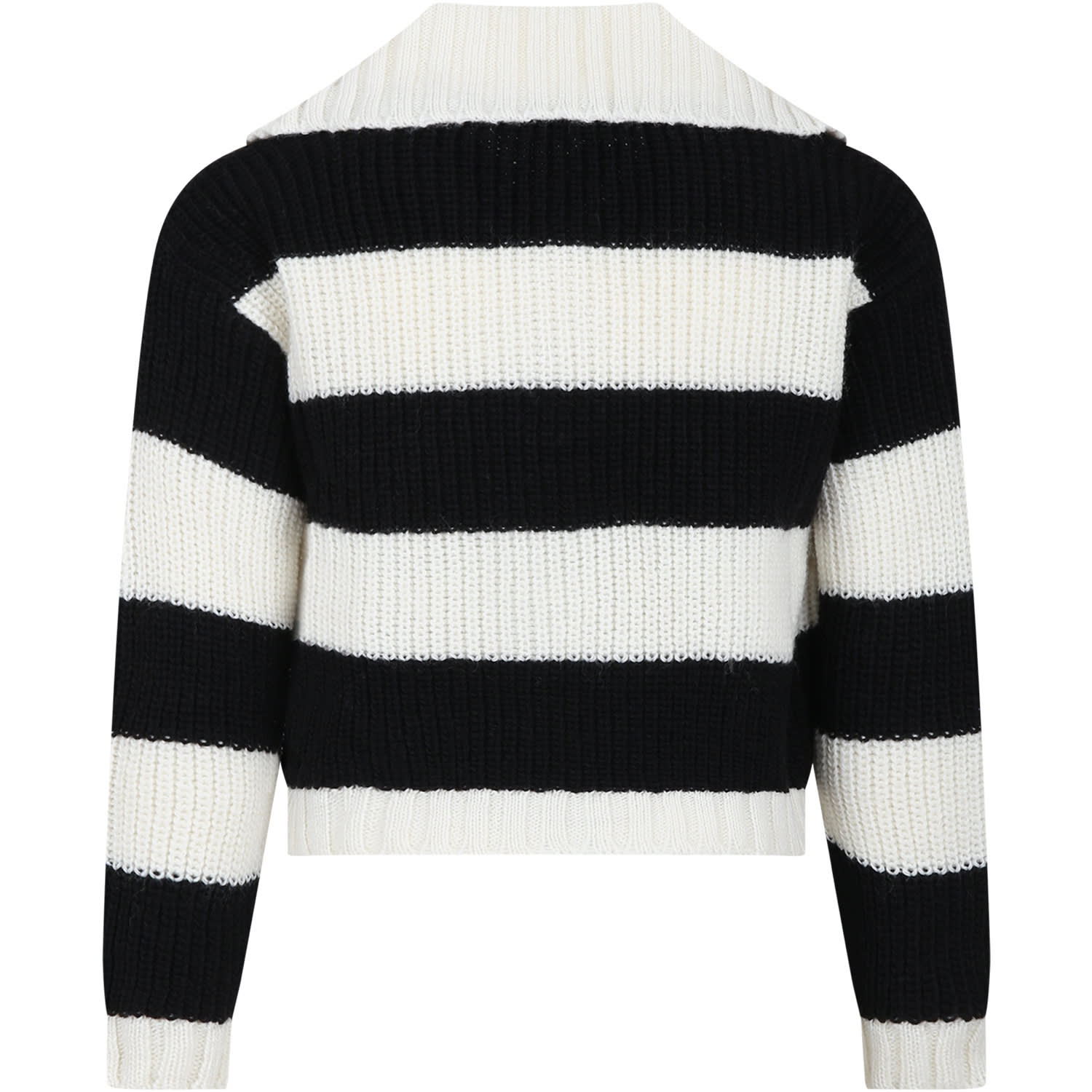 Shop Msgm Black Sweater For Girl With Logo In Multicolor