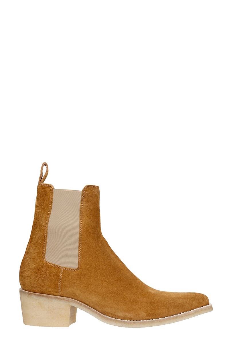 Amiri CREPE CHELSEA LOW HEELS ANKLE BOOTS IN LEATHER COLOR SUEDE