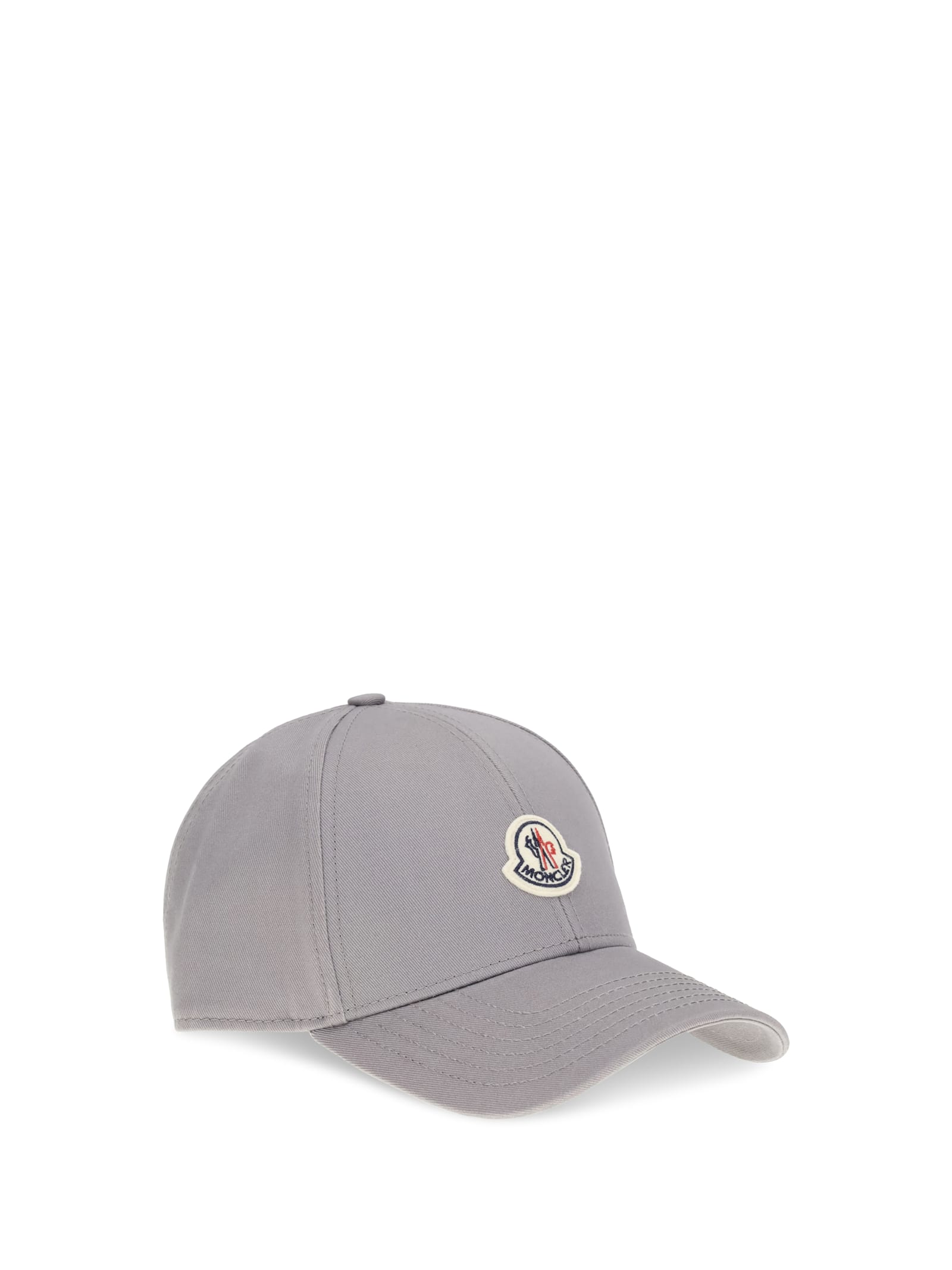 Moncler Grey Cotton Gabardine Baseball Cap